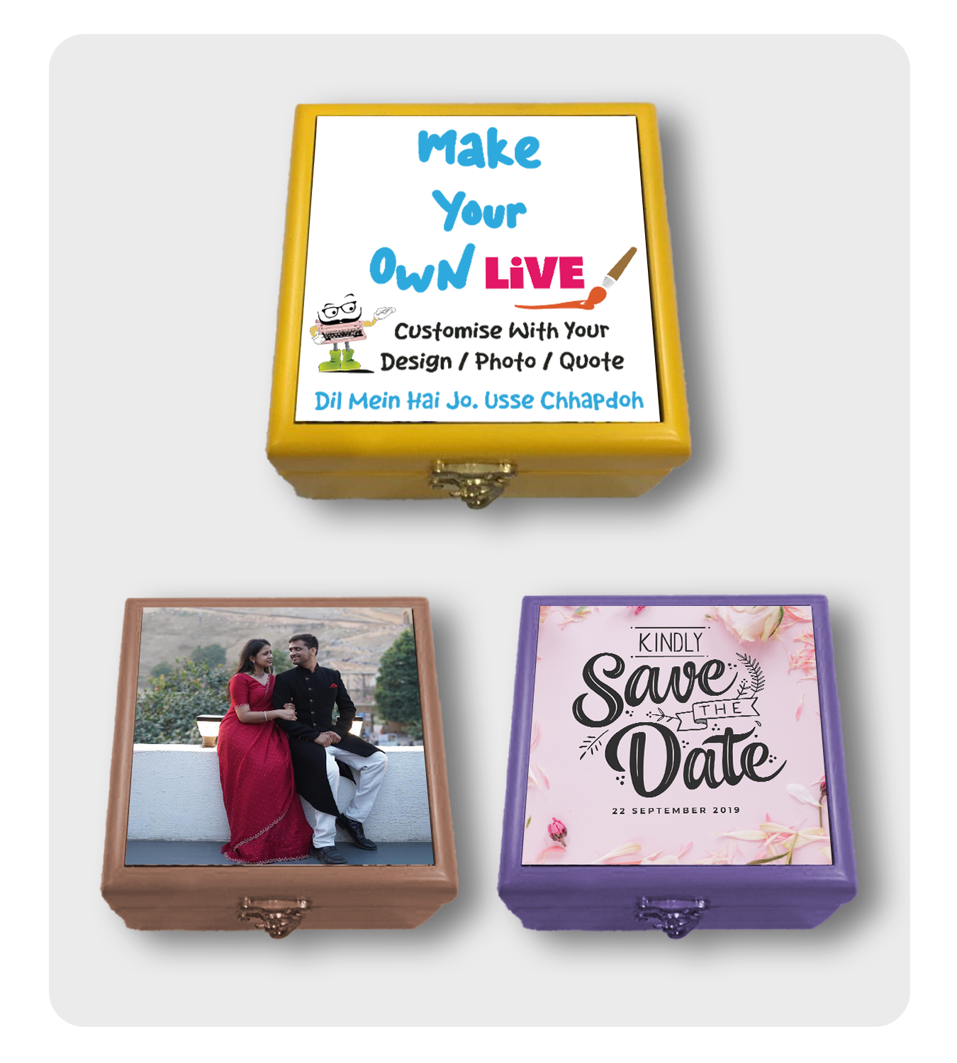 Jewellery Box - ( 5*5*3, Top Lid With Hinges )