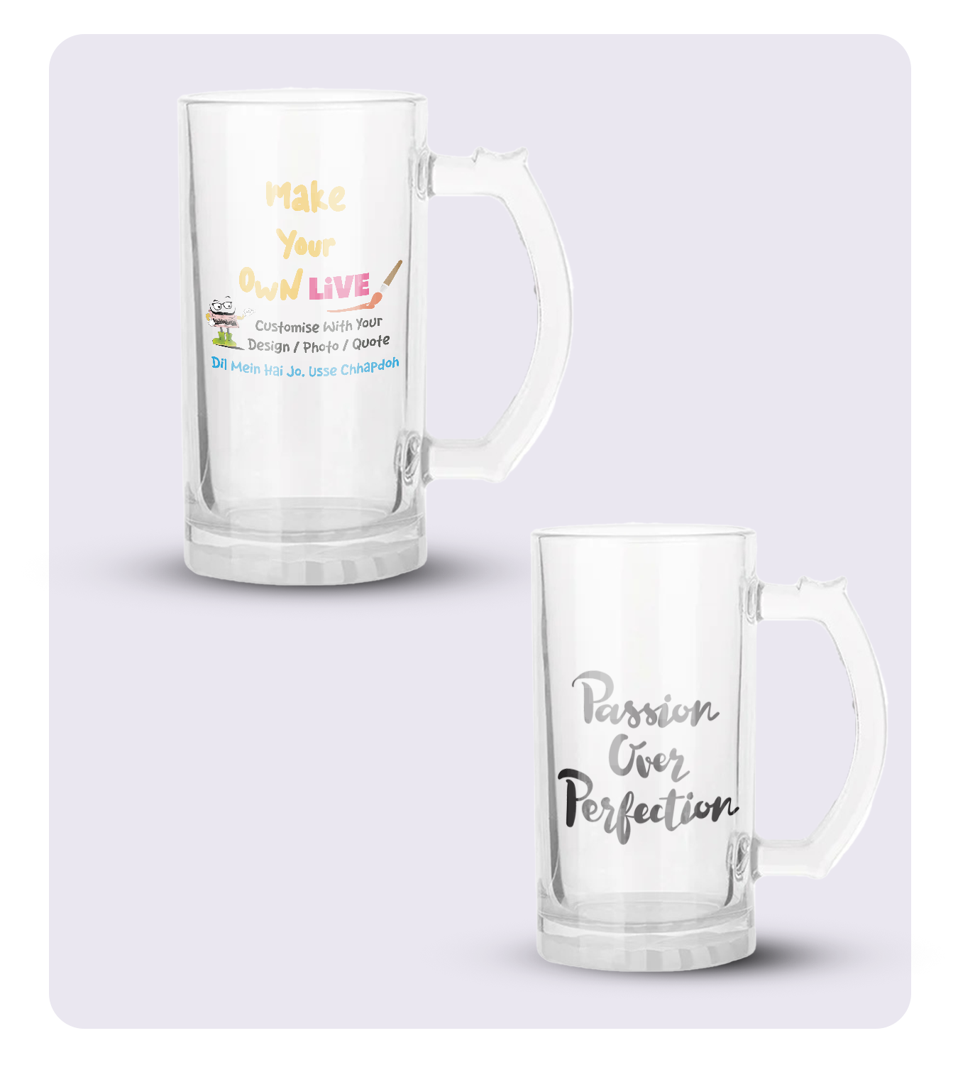 Beer Mug - Live ( Clear glass )
