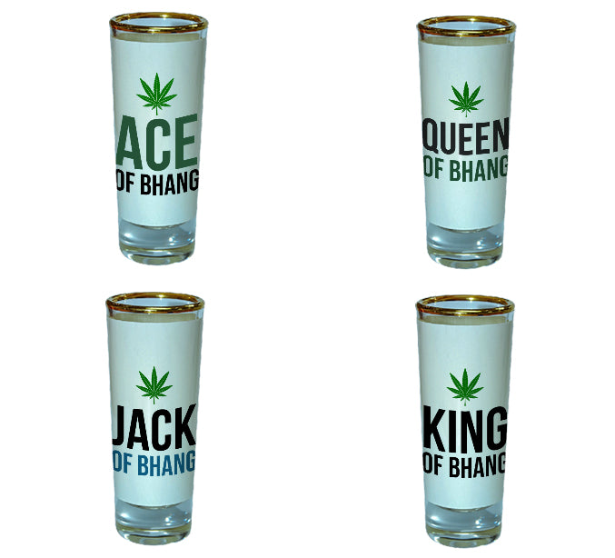 Combo Of Queen, King, Ace & Jack Of Bhang Shot Glass (Set of 4)