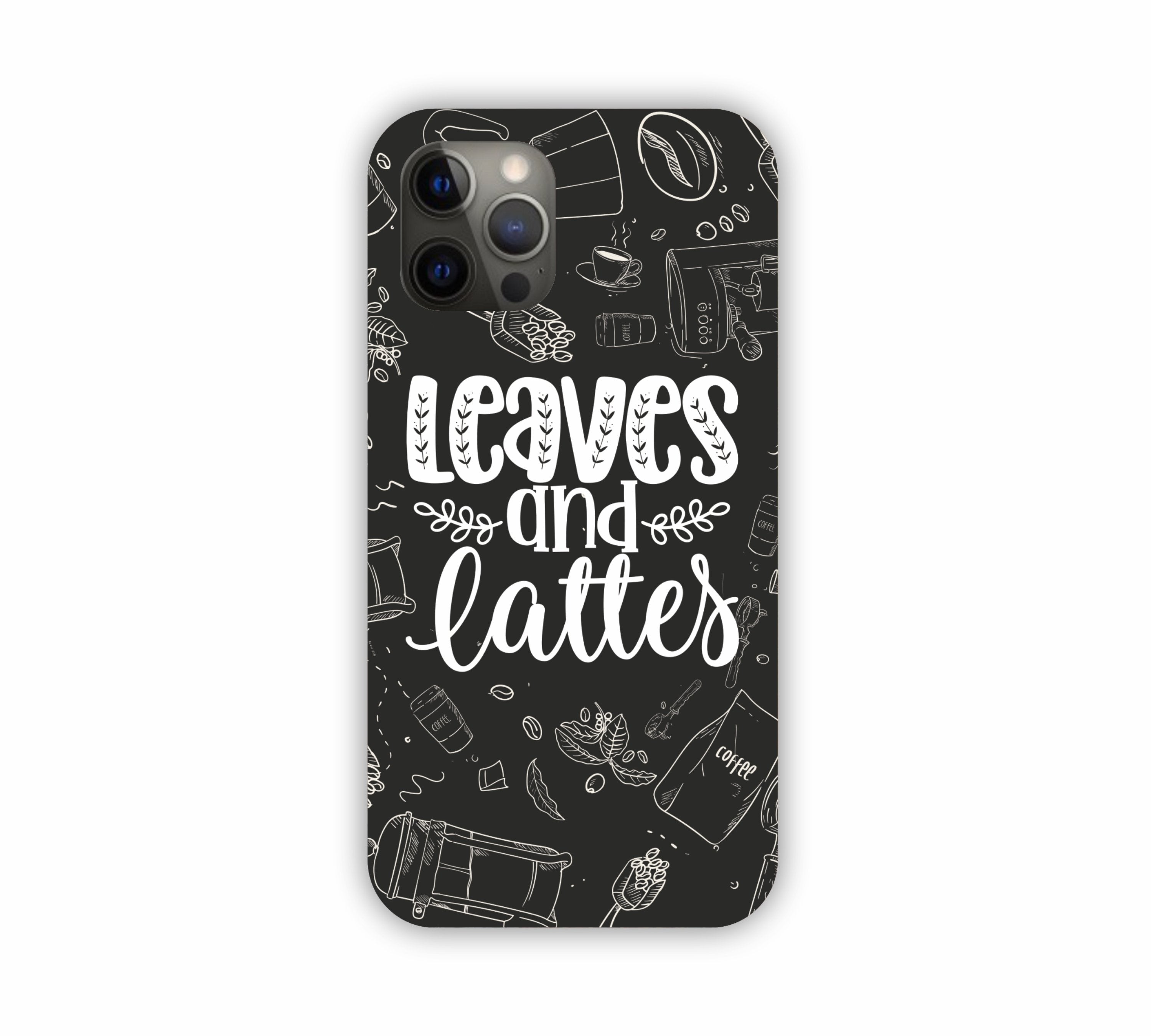 Leaves And Lattes Black Texture iPhone 12 Pro Mobile Case
