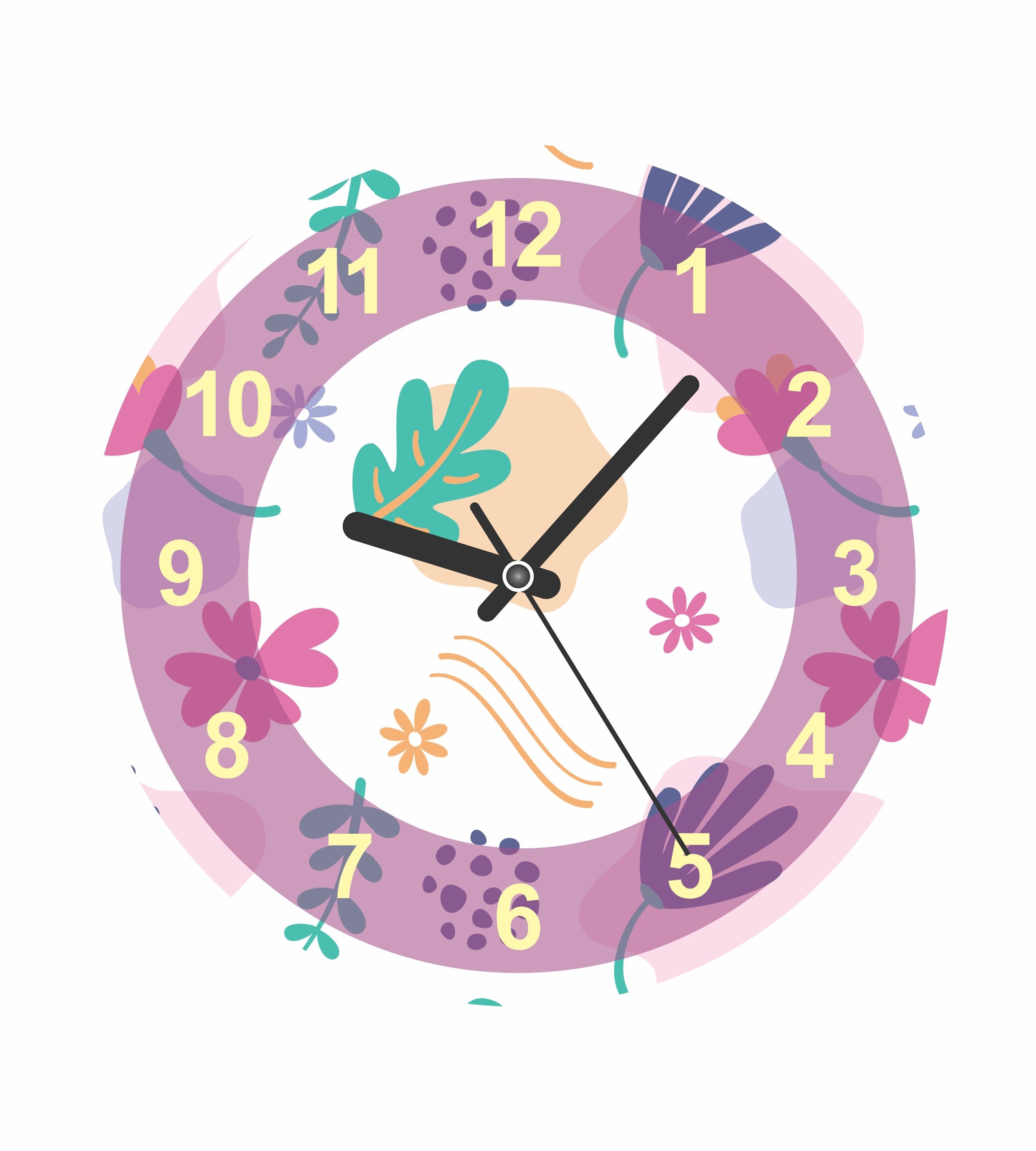 Floral Pattern Wall Clock