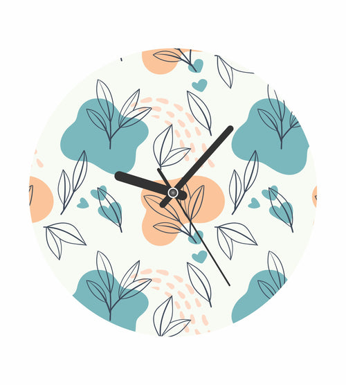 Blue And Skin Floral Pattern Wall Clock