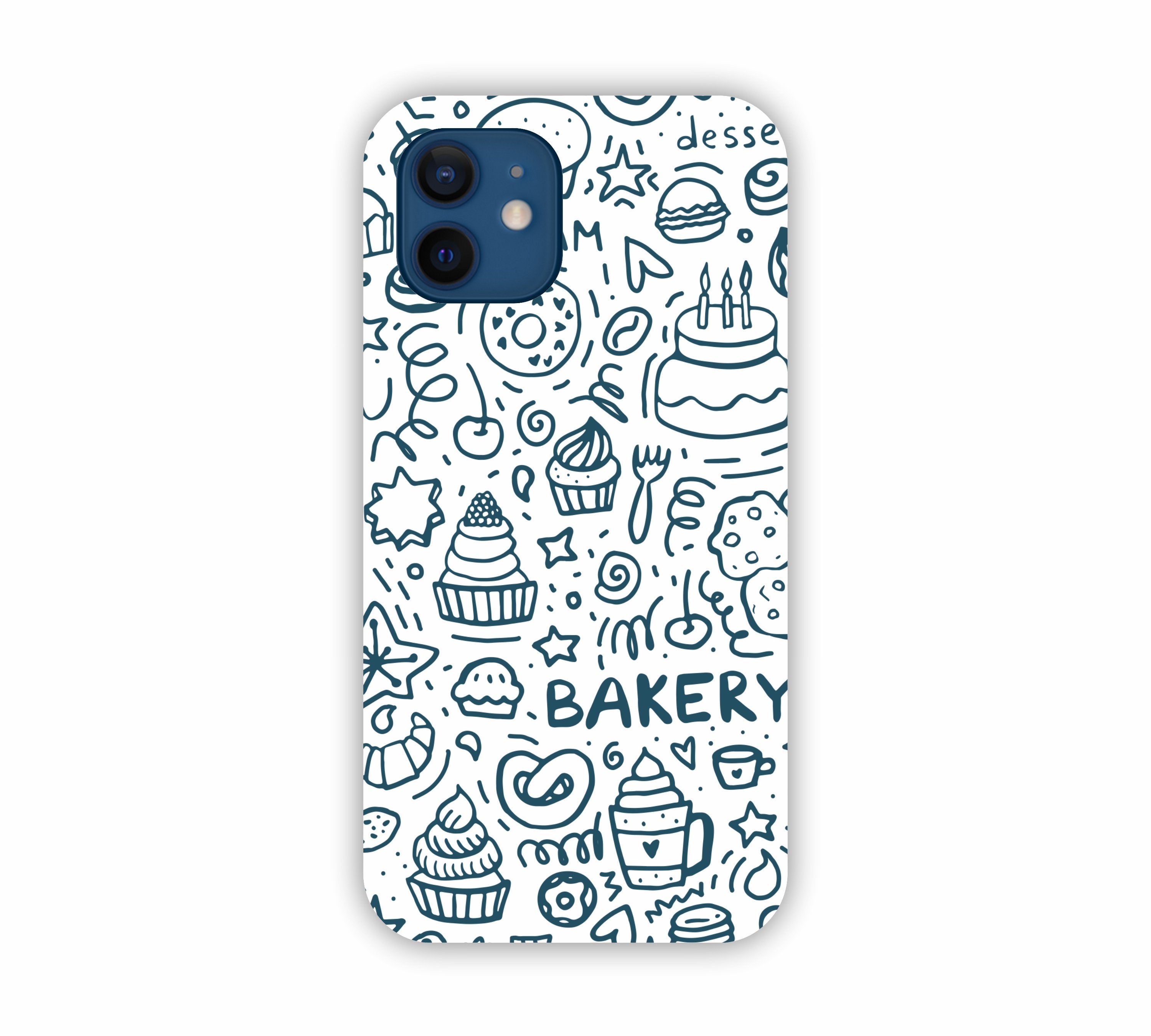Dark Blue Bakery Icons Design iPhone 12 Mini Mobile Case