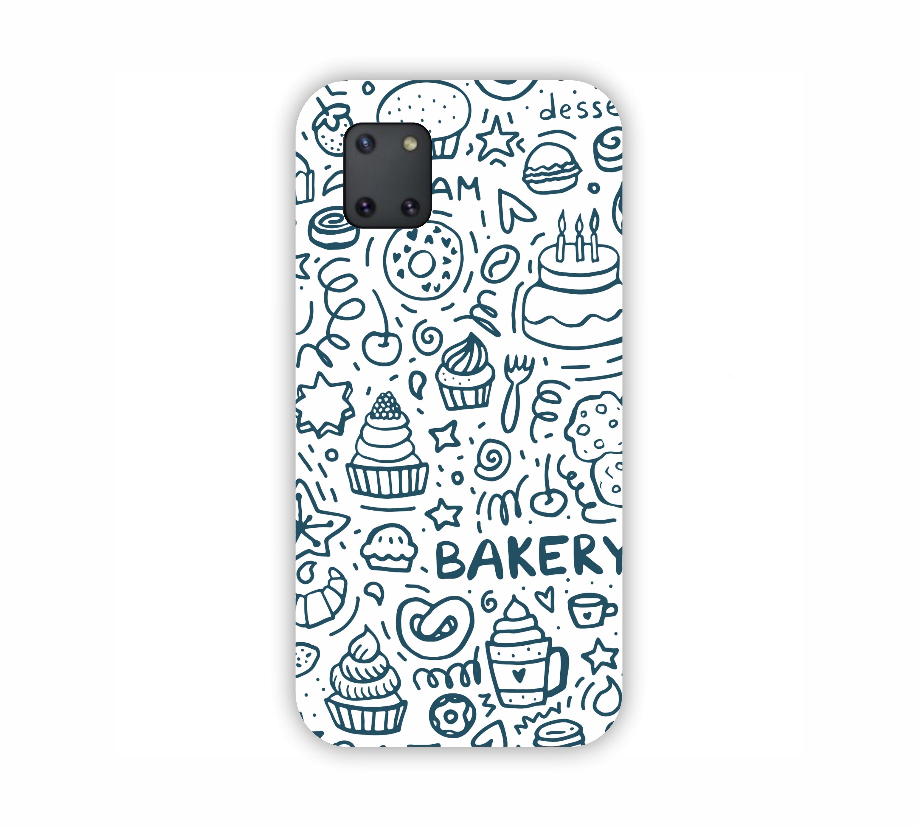 Dark Blue Bakery Icons Design Samsung Note 10 Lite Mobile Case