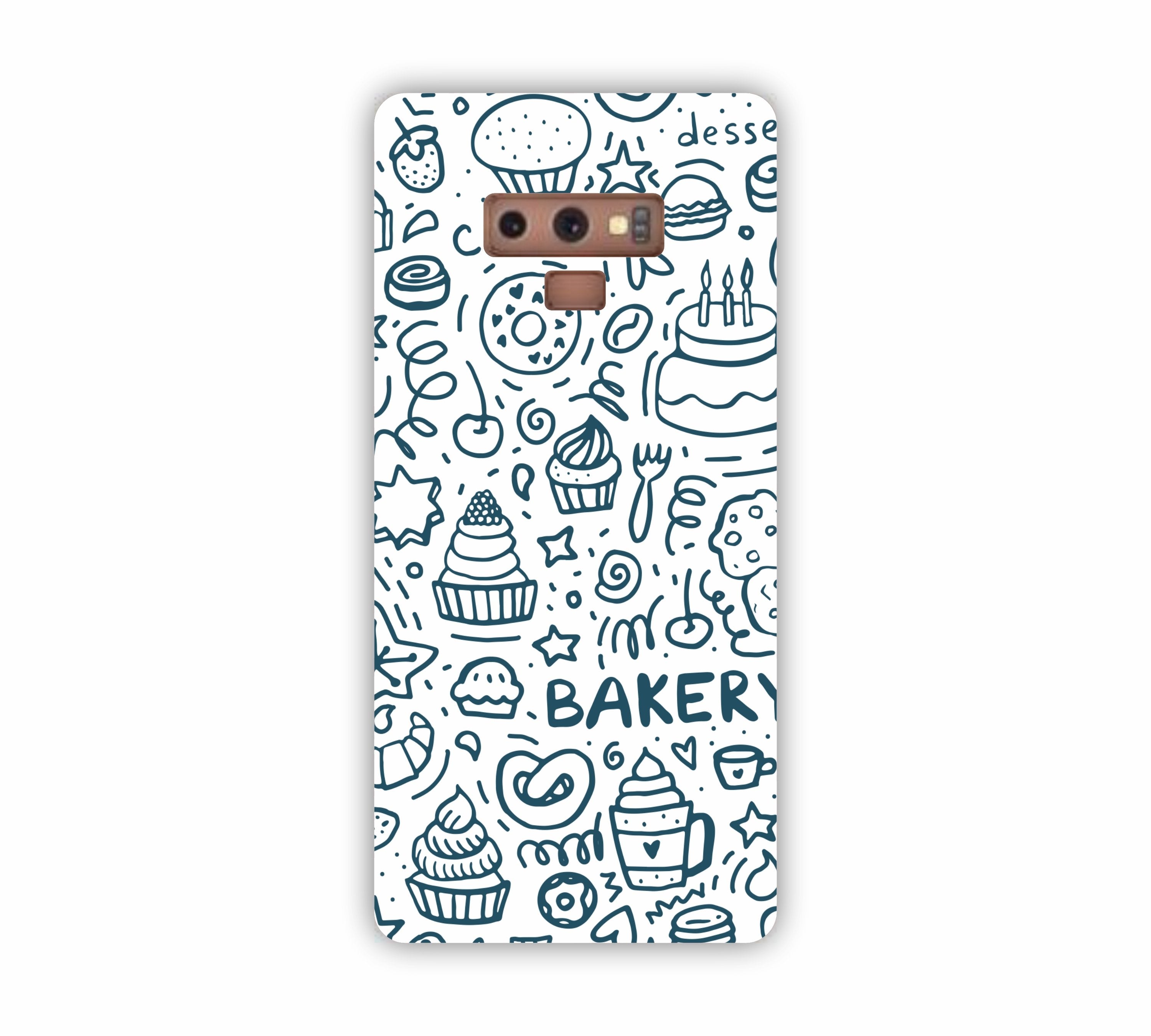 Dark Blue Bakery Icons Design Samsung Note 9 Mobile Case