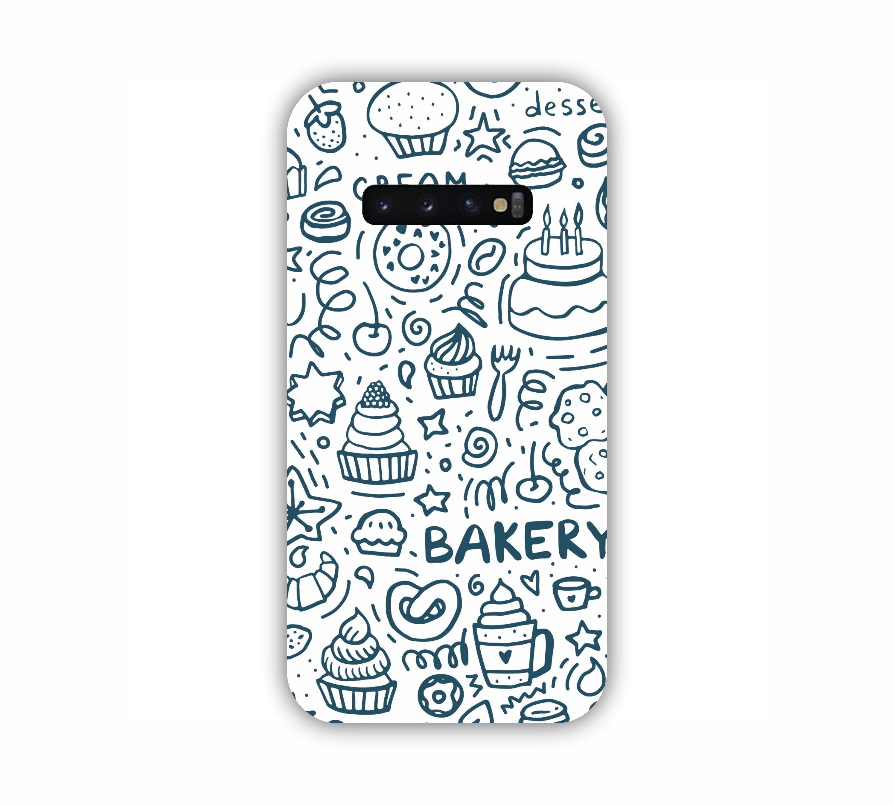 Dark Blue Bakery Icons Design Samsung S10 Plus Mobile Case