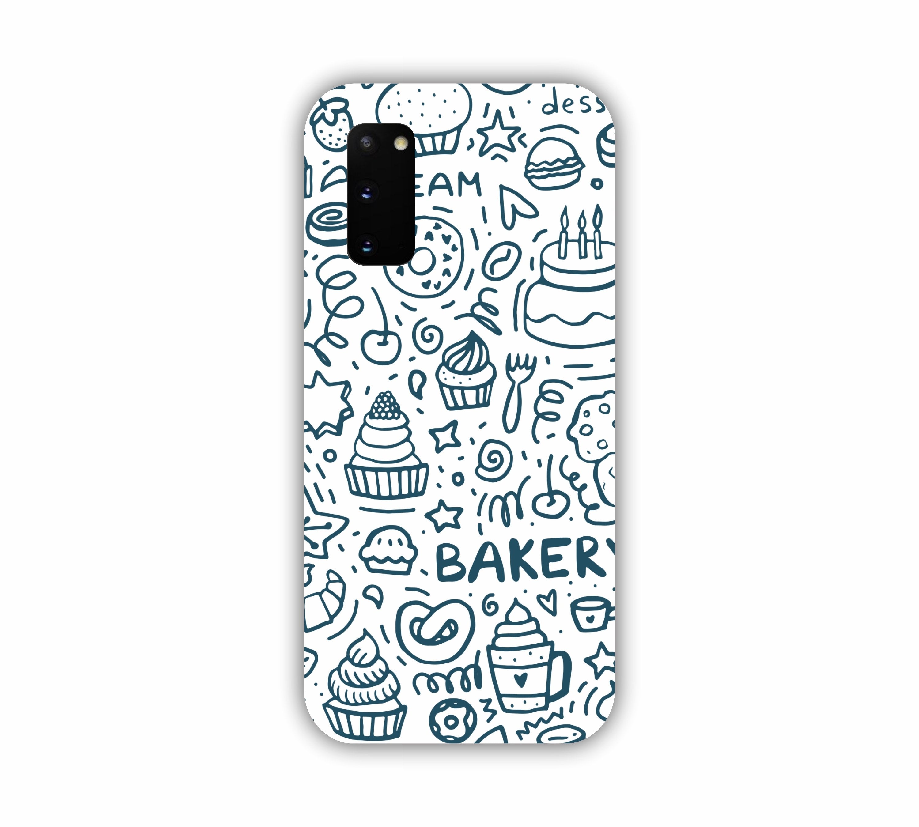 Dark Blue Bakery Icons Design Samsung S20 Plus Mobile Case