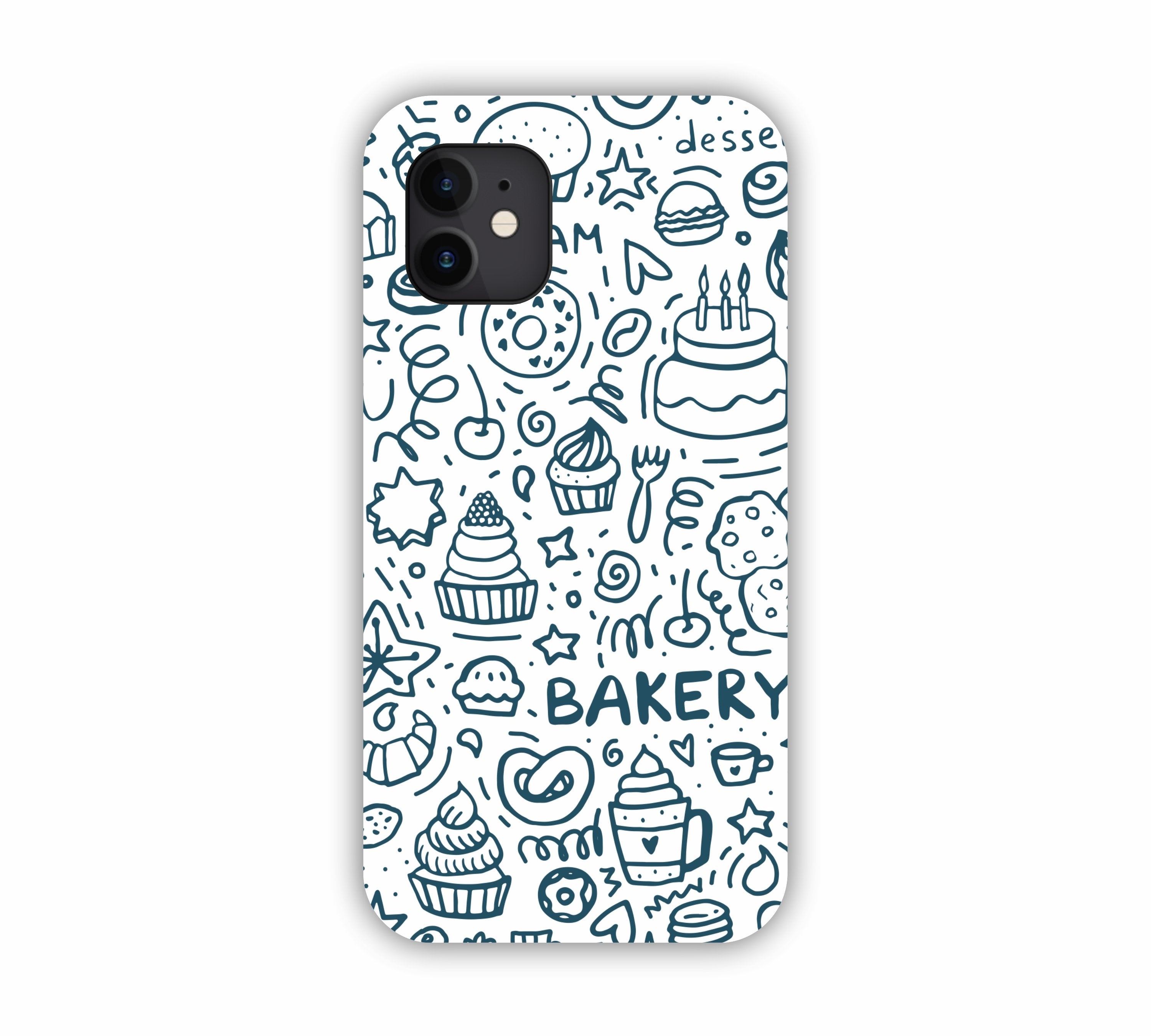 Dark Blue Bakery Icons Design iPhone 11 Mobile Case