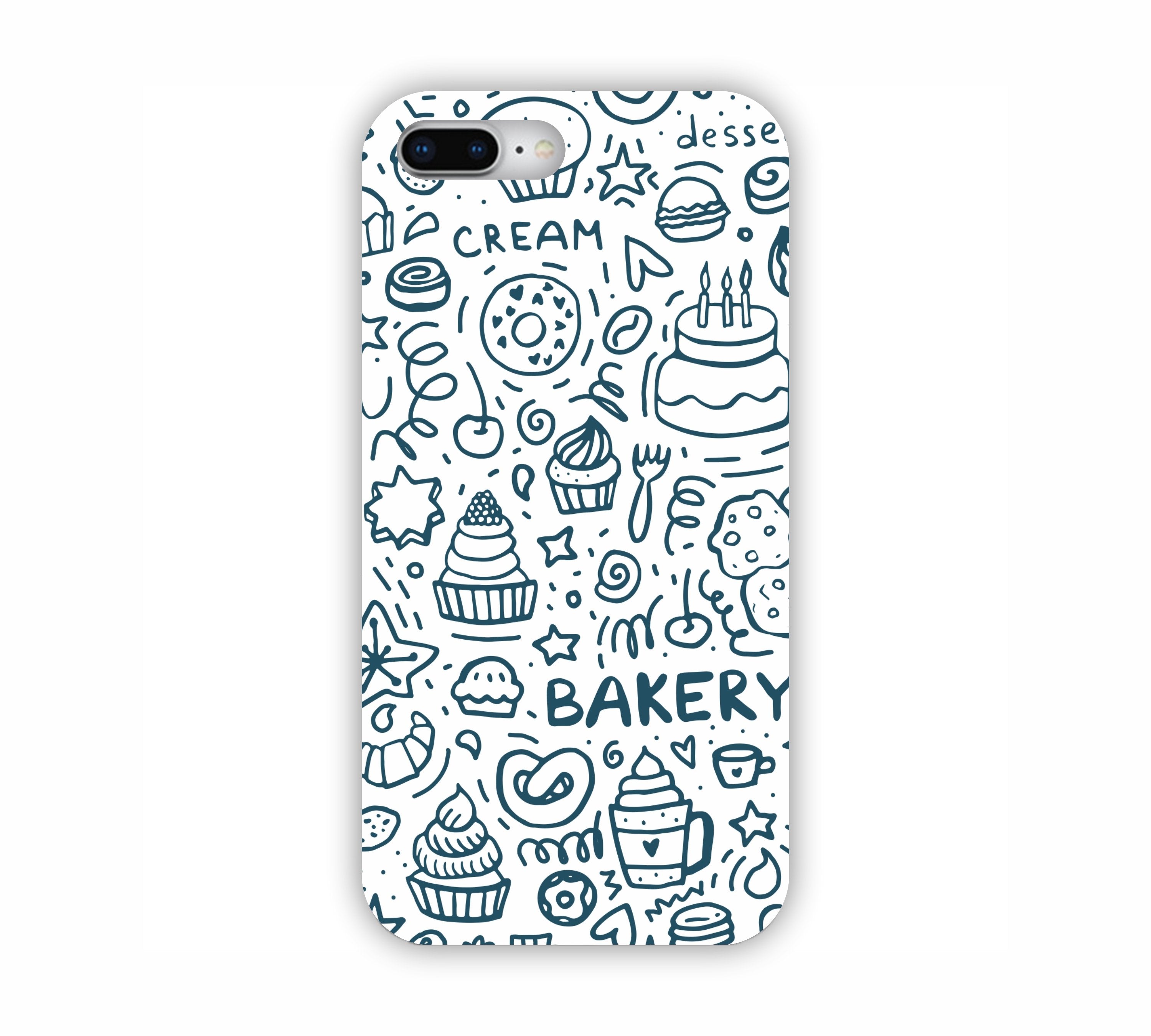 Dark Blue Bakery Icons Design iPhone 8+ Mobile Case