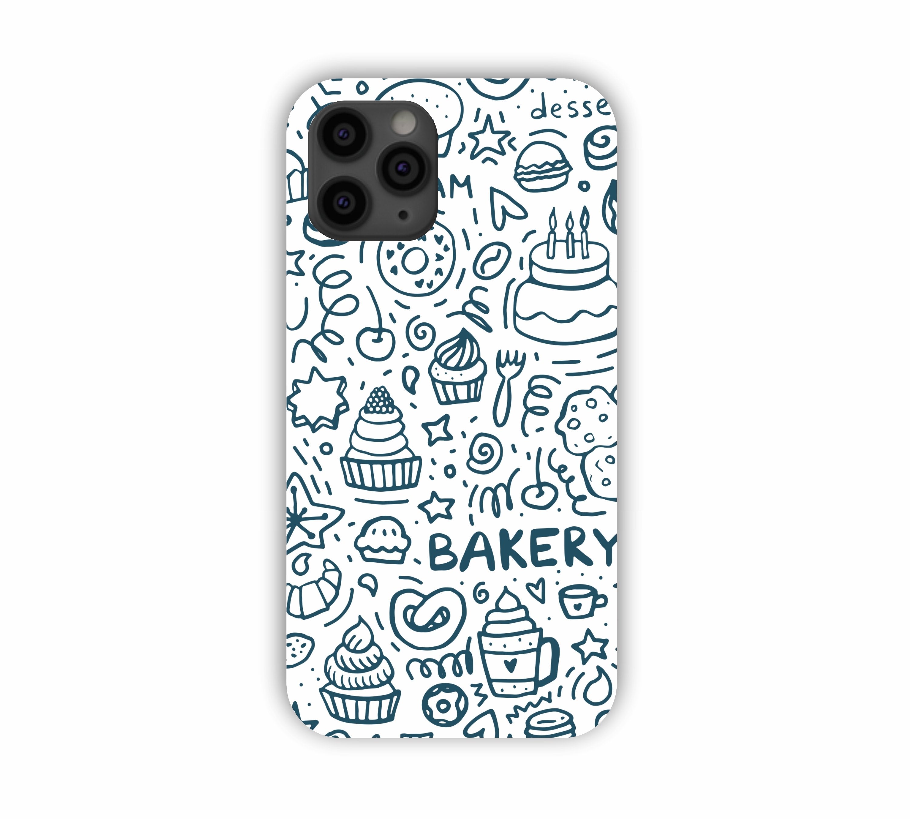 Dark Blue Bakery Icons Design iPhone 11 Pro Max Mobile Case