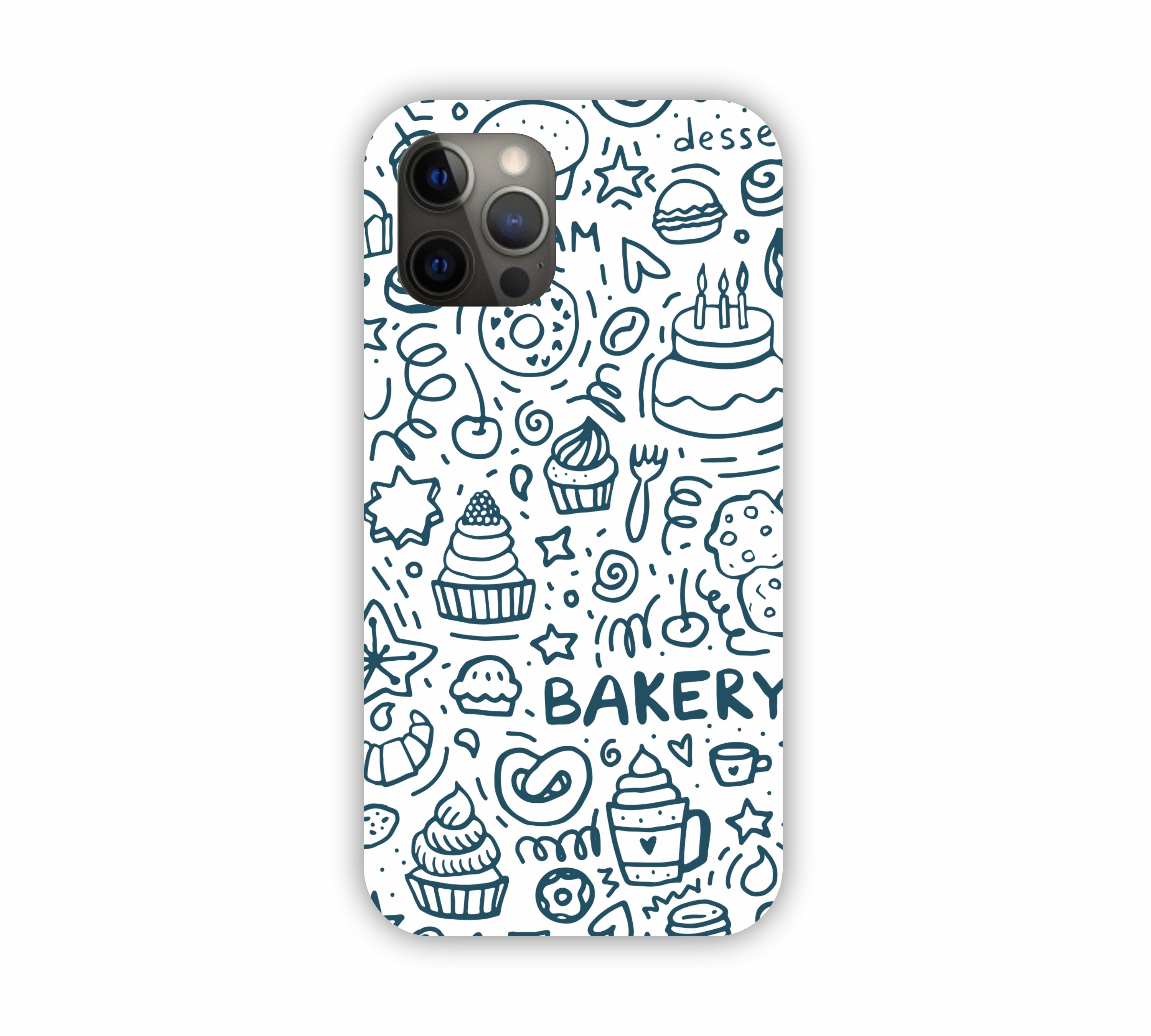 Dark Blue Bakery Icons Design iPhone 12 Pro Max Mobile Case