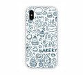 Dark Blue Bakery Icons Design iPhone XS Max Mobile Case
