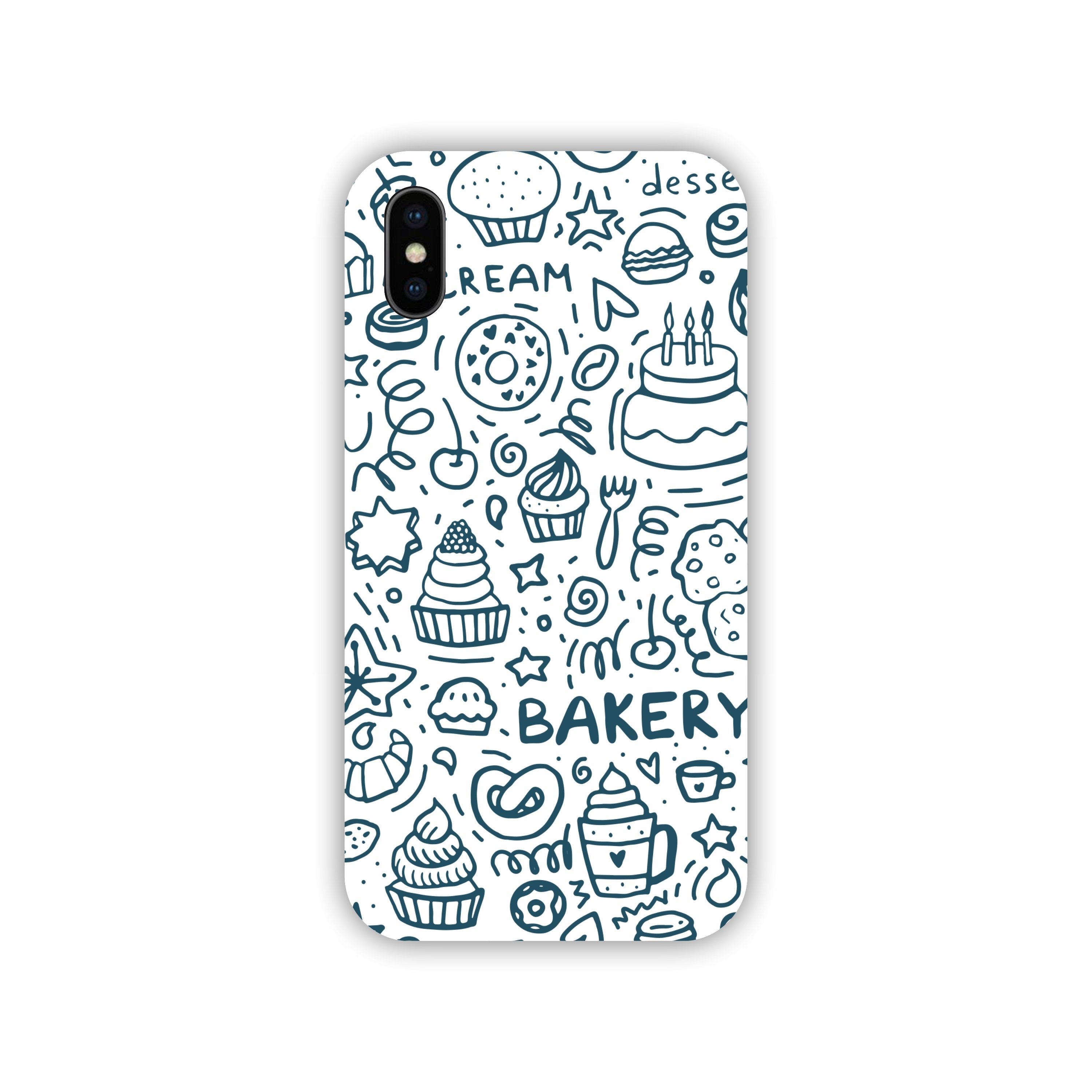 Dark Blue Bakery Icons Design iPhone X Mobile Case