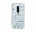 Dark Blue Bakery Icons Design One Plus 6 Mobile Case