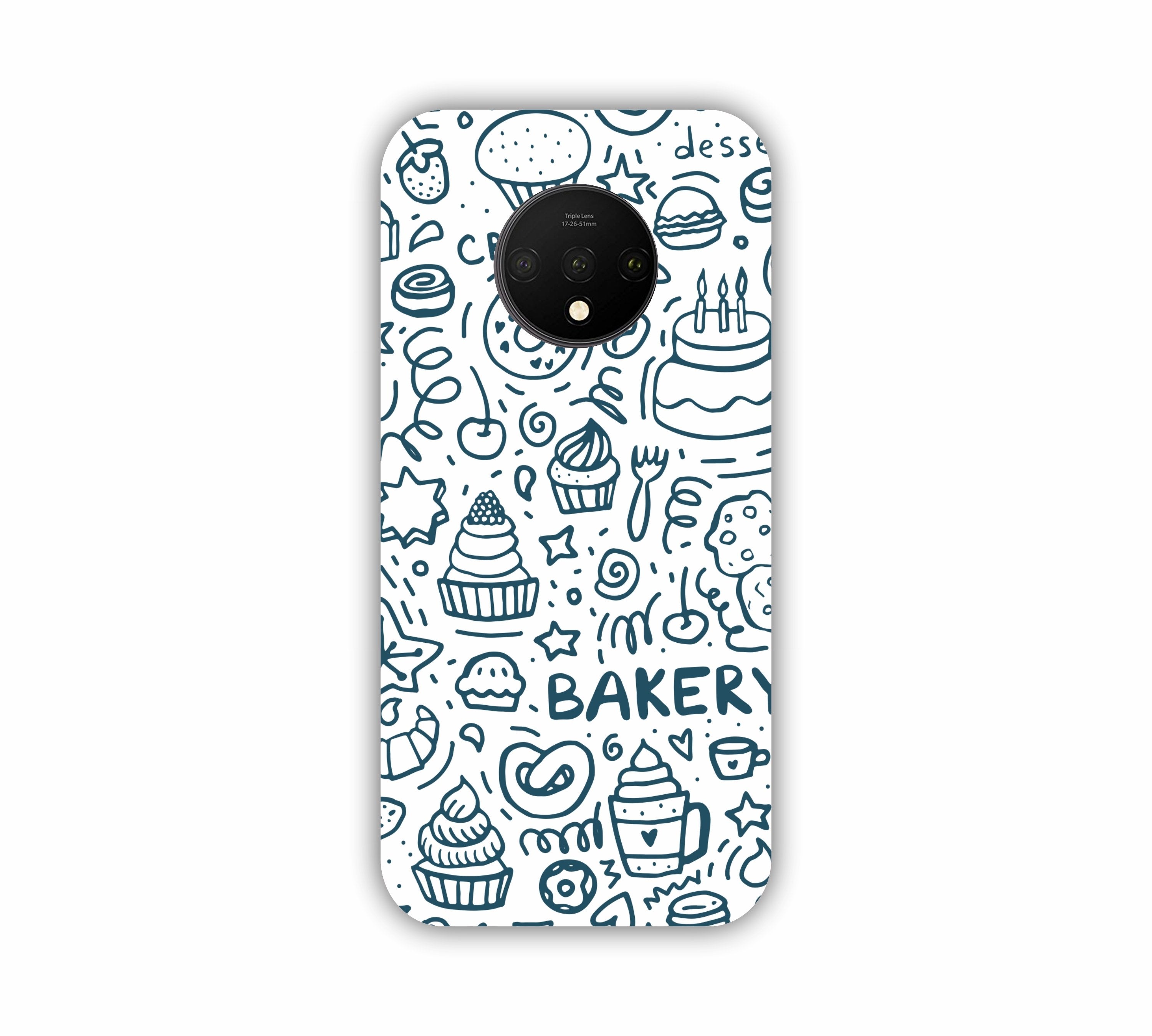 Dark Blue Bakery Icons Design One Plus 7T Mobile Case
