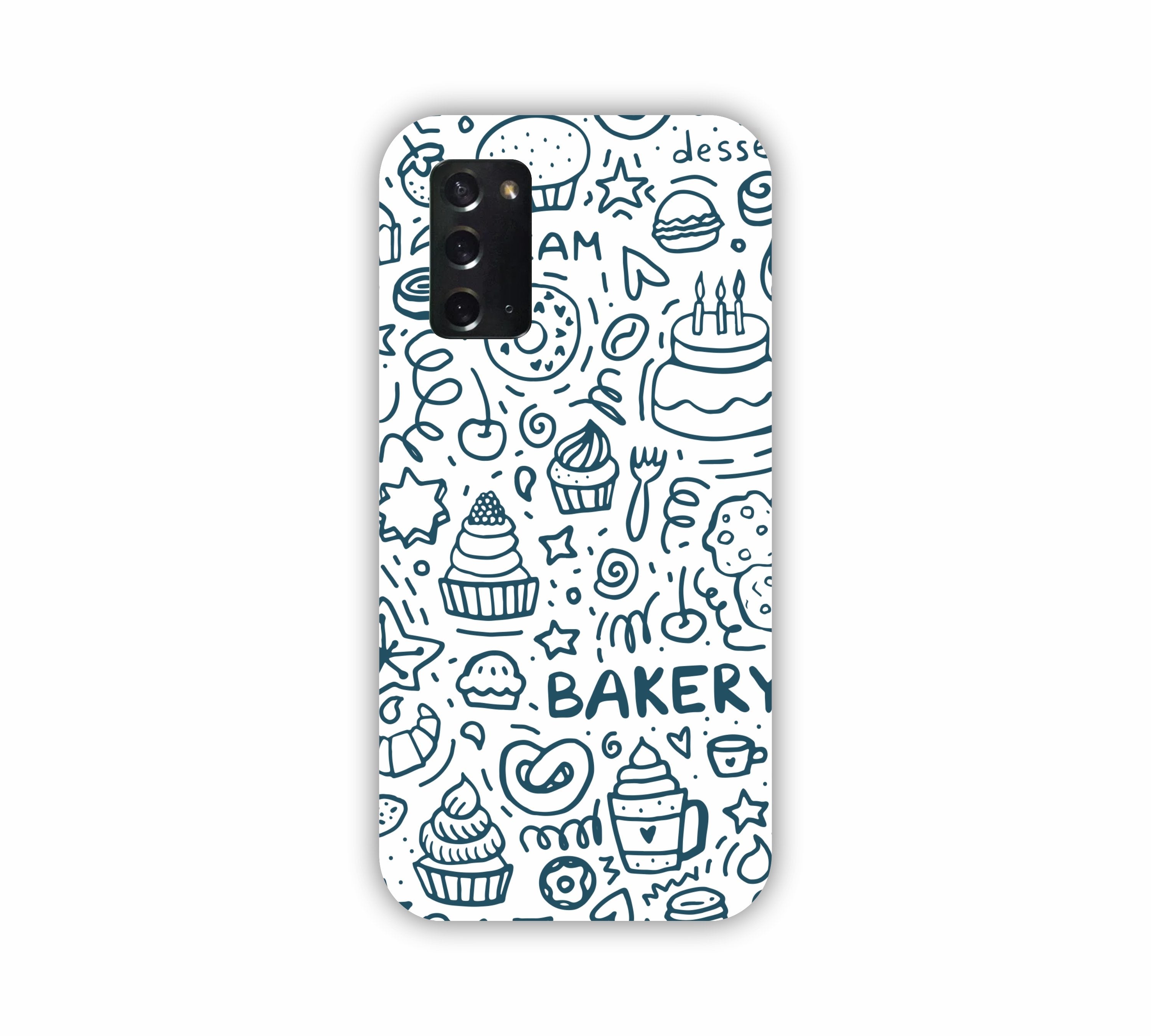 Dark Blue Bakery Icons Design Samsung Note 20 Mobile Case