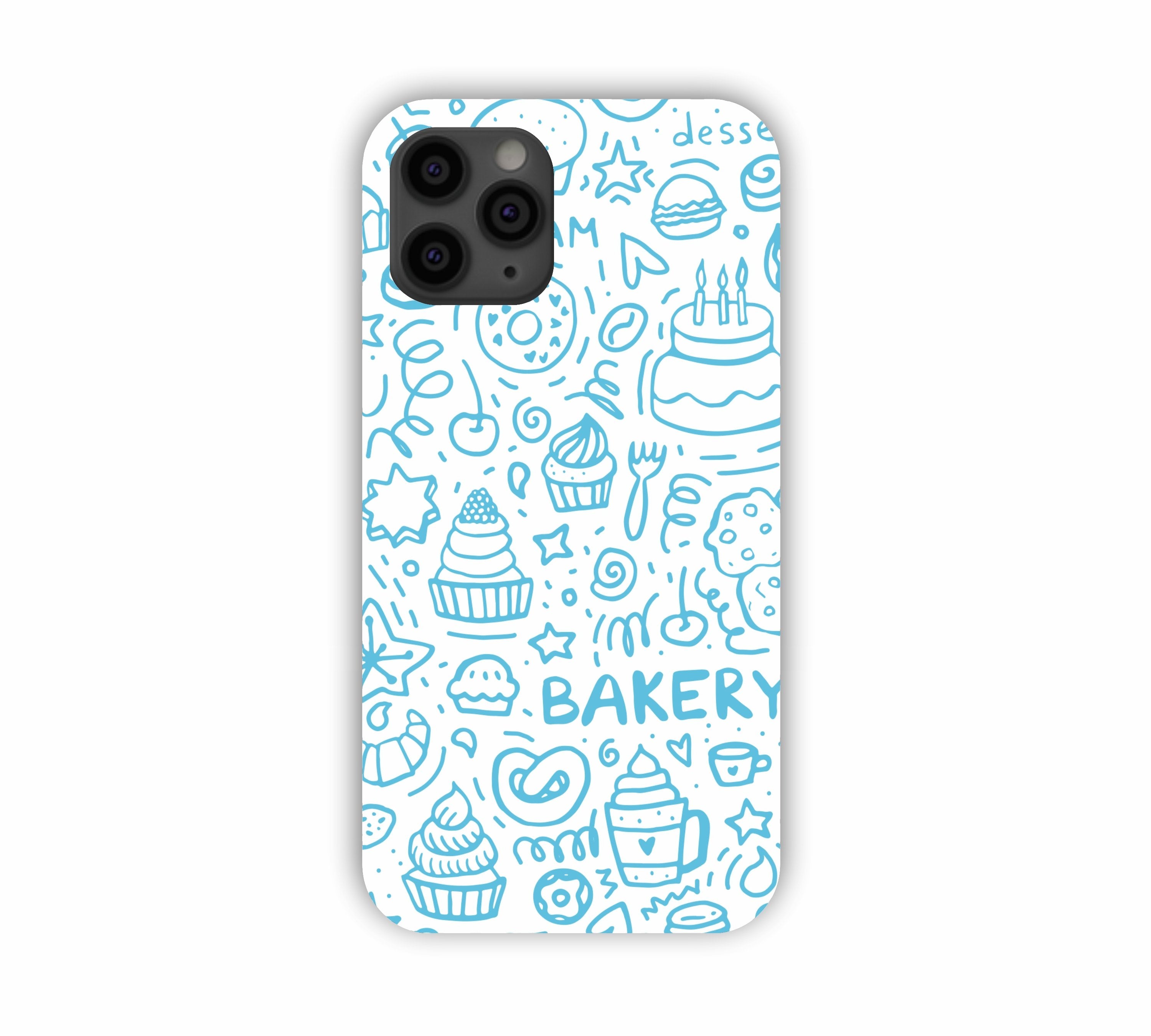 Sky Blue Bakery Icons Design iPhone 11 Pro Max Mobile Case 