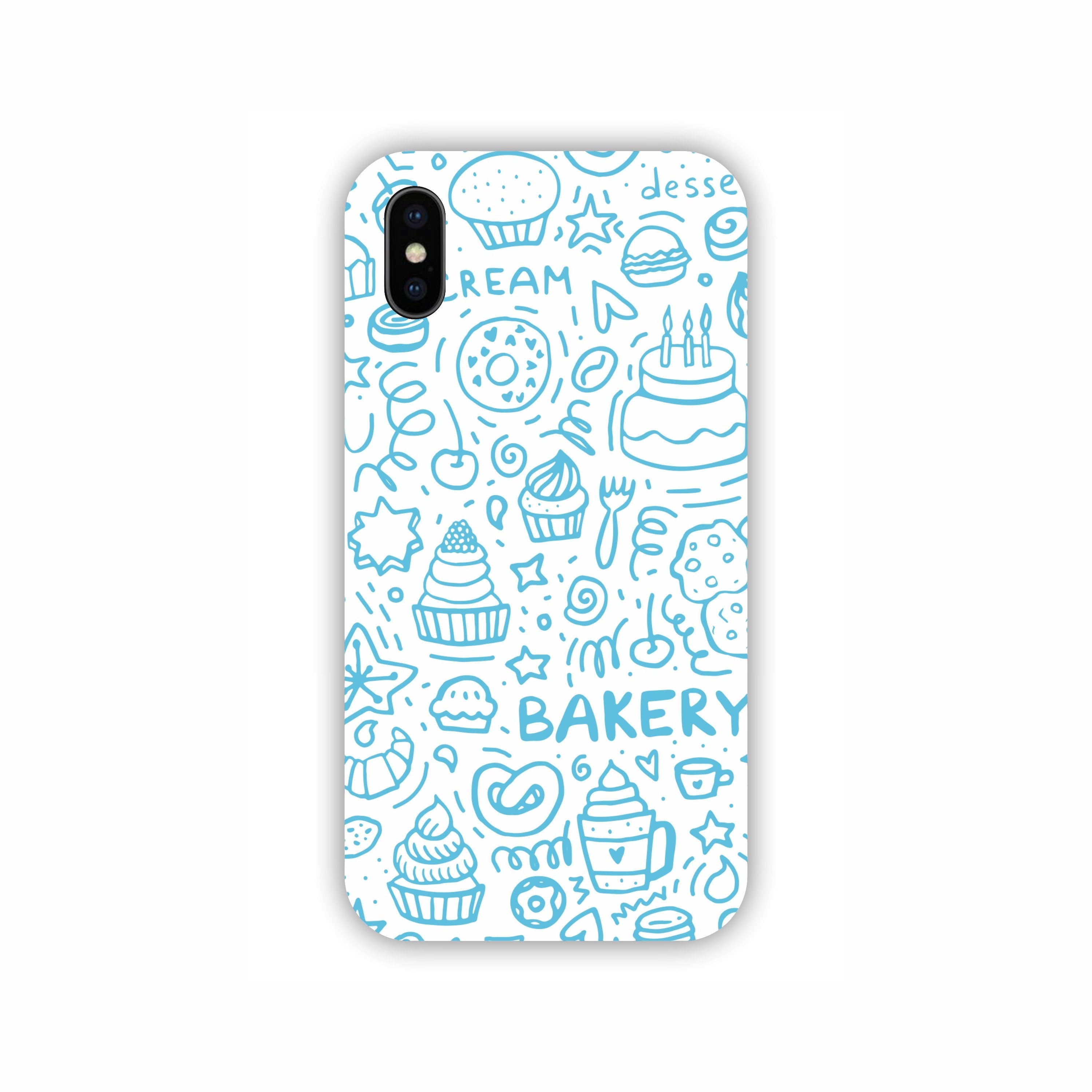Sky Blue Bakery Icons Design iPhone X Mobile Case 