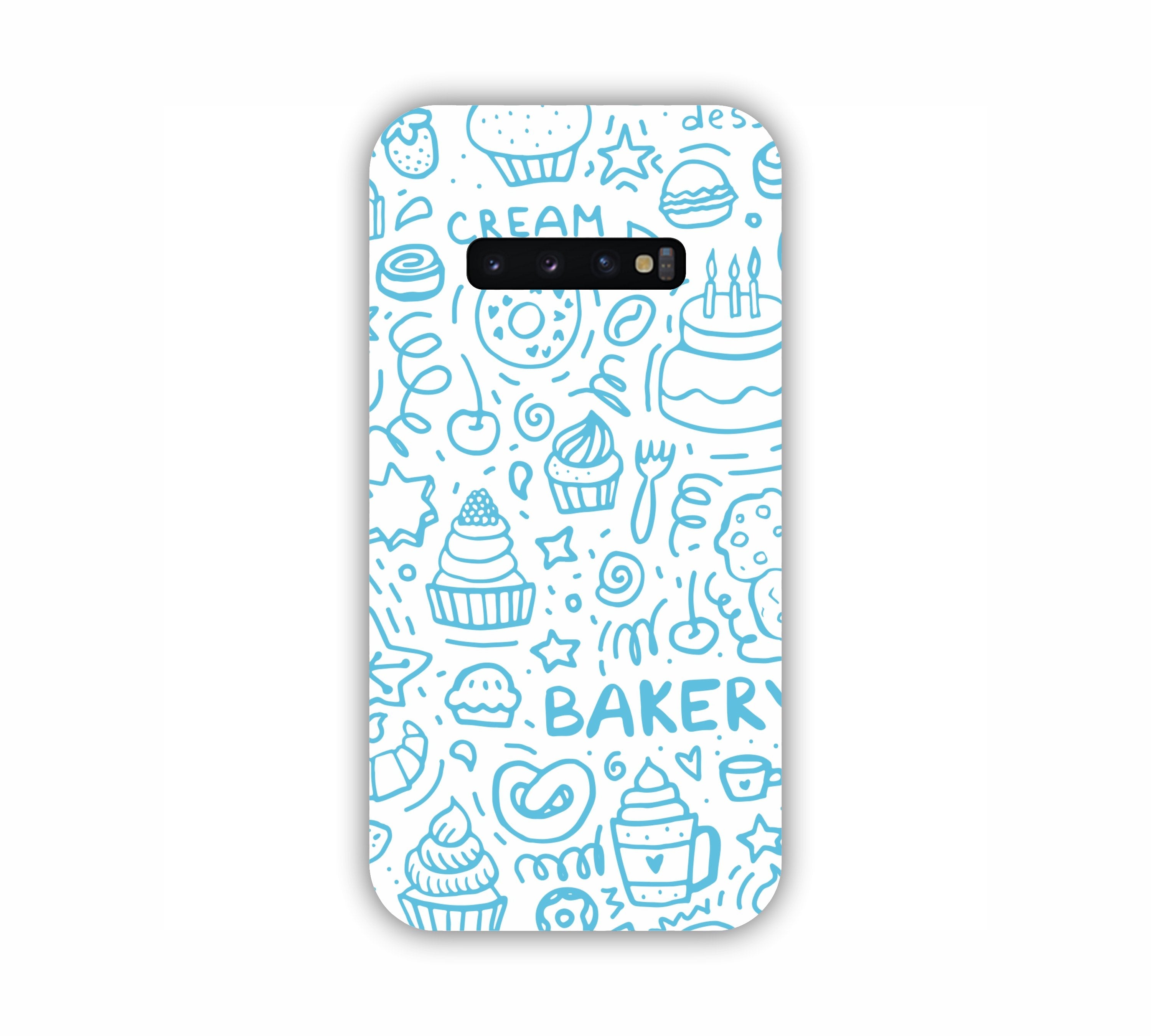 Sky Blue Bakery Icons Design Samsung S10 Mobile Case 