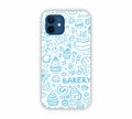 Sky Blue Bakery Icons Design iPhone 12 Mini Mobile Case 