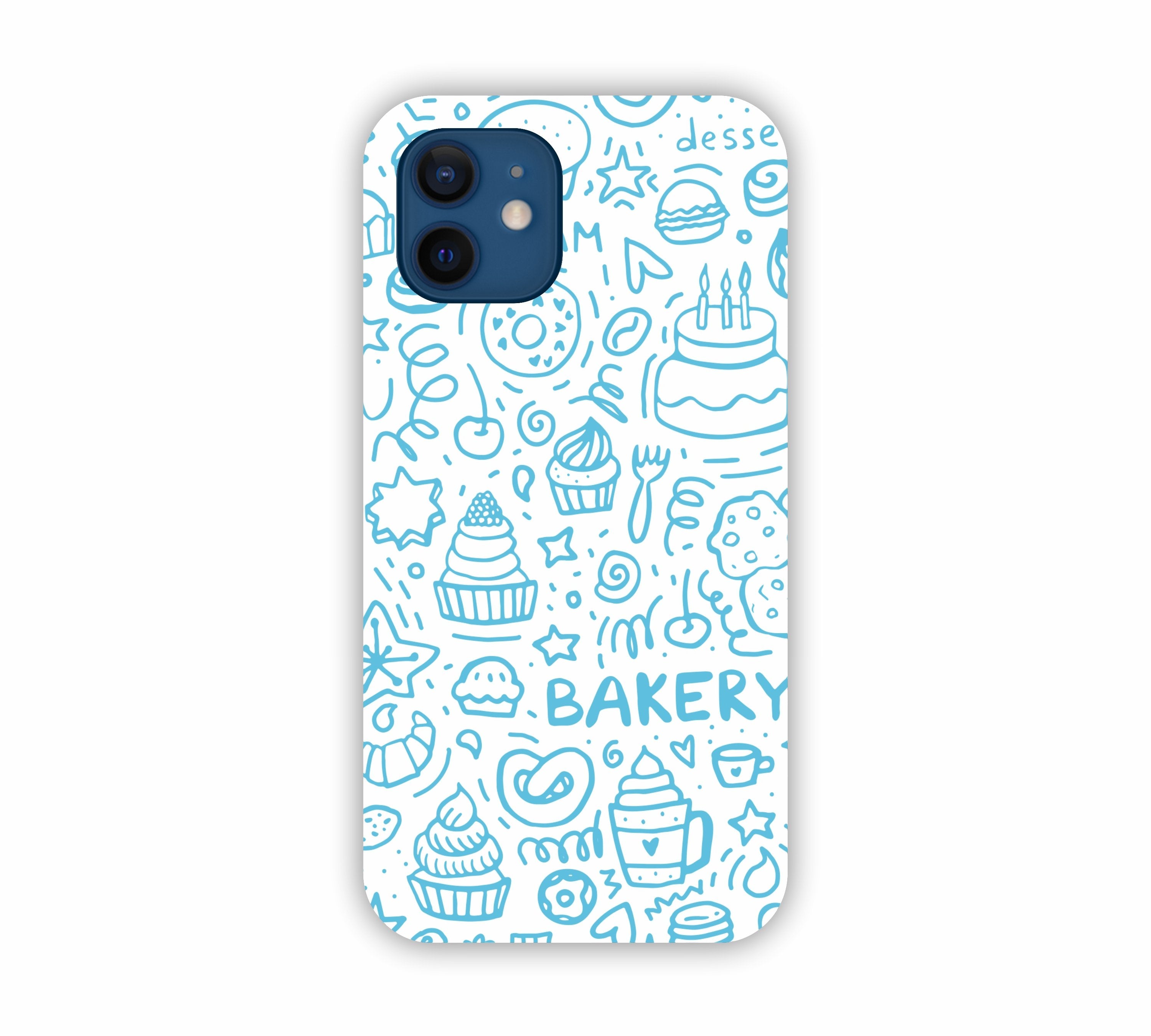 Sky Blue Bakery Icons Design iPhone 12 Mini Mobile Case 
