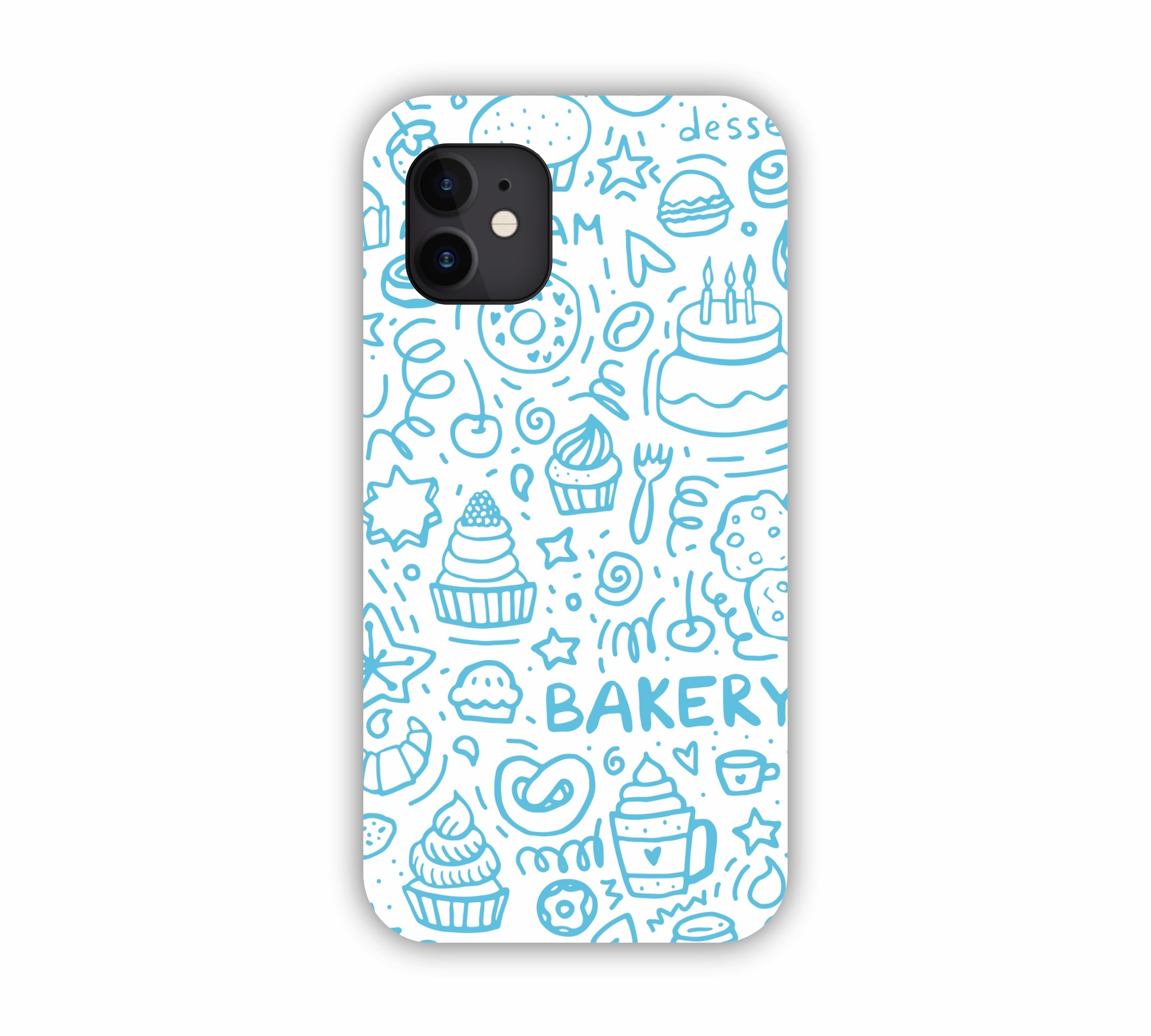 Sky Blue Bakery Icons Design iPhone 11 Mobile Case 