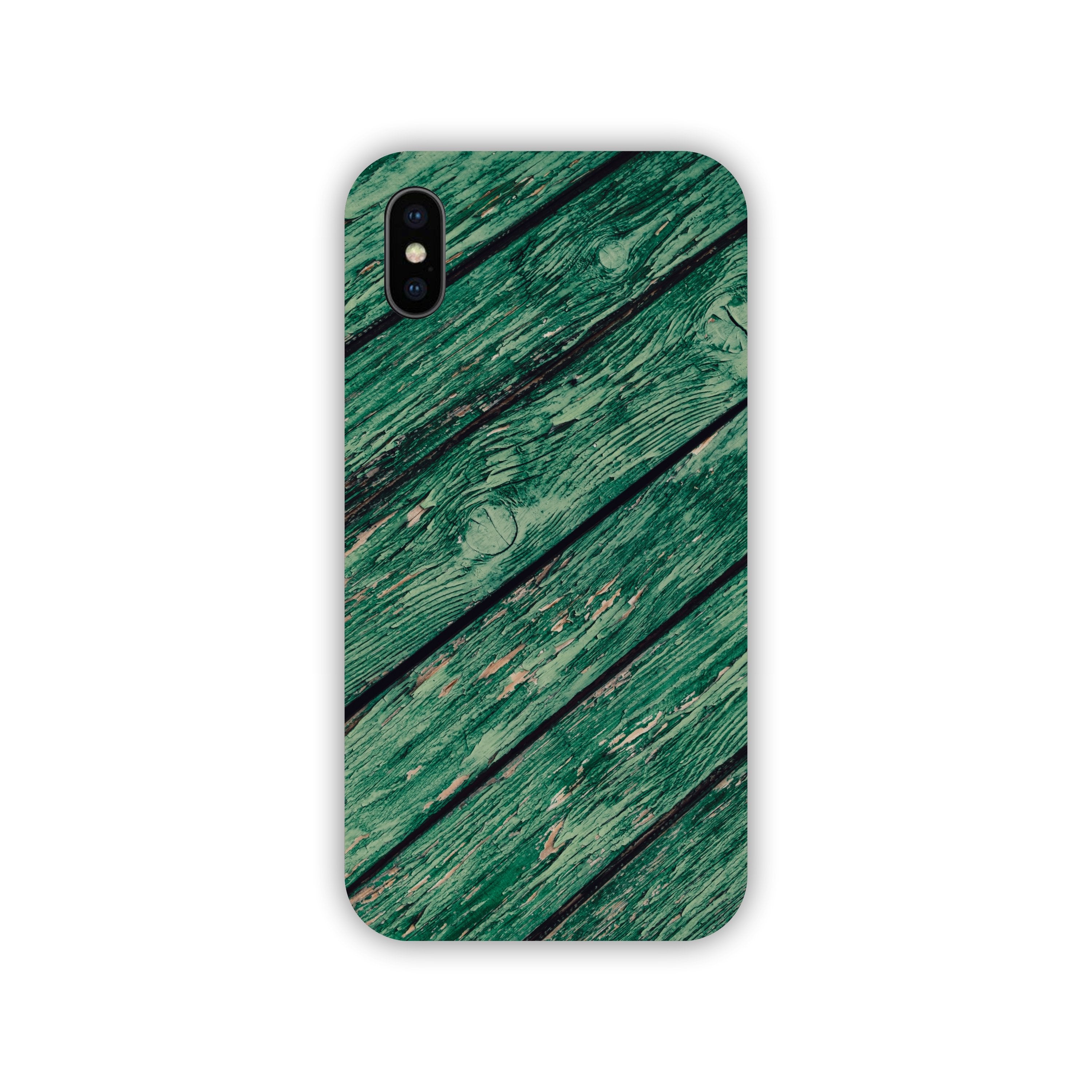 Green Wooden Texture Design iPhone X Mobile Case 