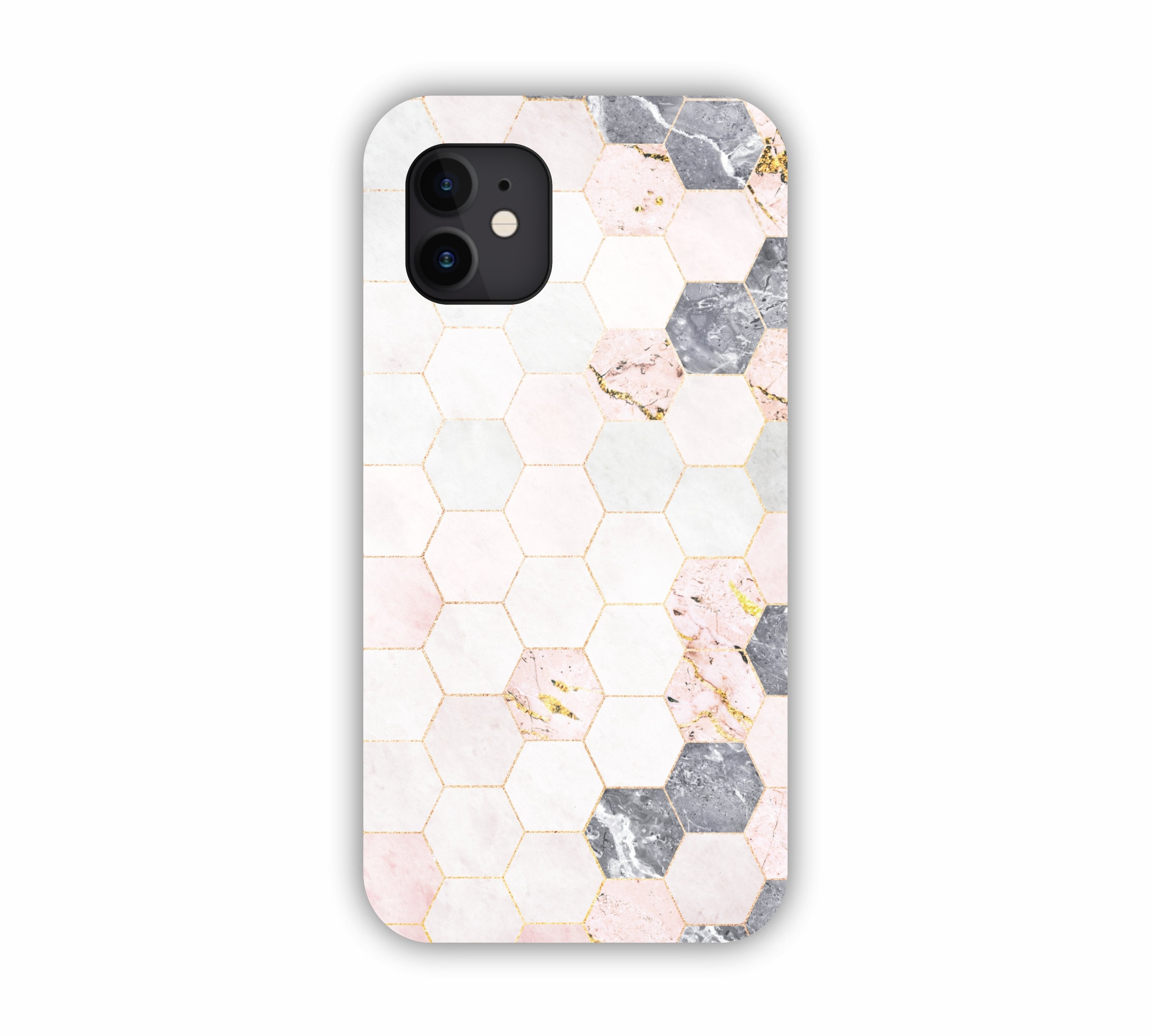 Cream Geometric Marble Texture Design iPhone 12 Mobile Case 