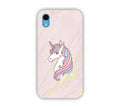 Pink Marble With Unicorn Texture Design iPhone XR Mobile Case 
