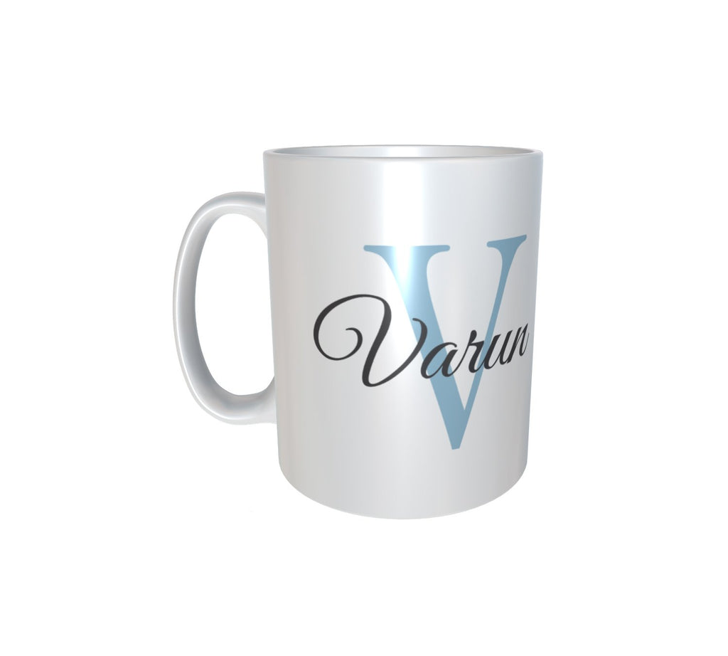 Personalised & Customised Alphabet V Name White Mug 