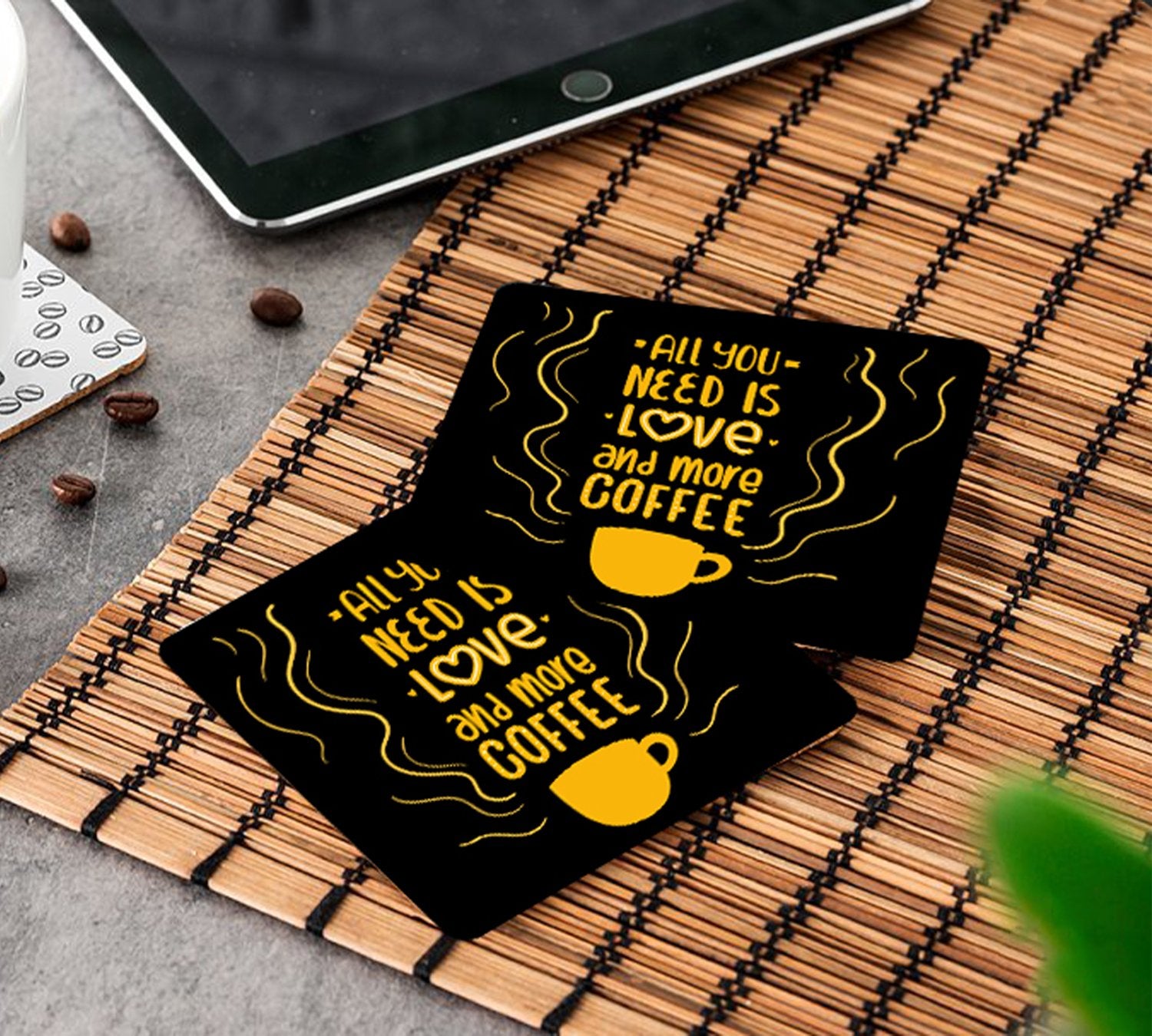 All You Need Is Love And More Coffee MDF Coaster (Set of 2)