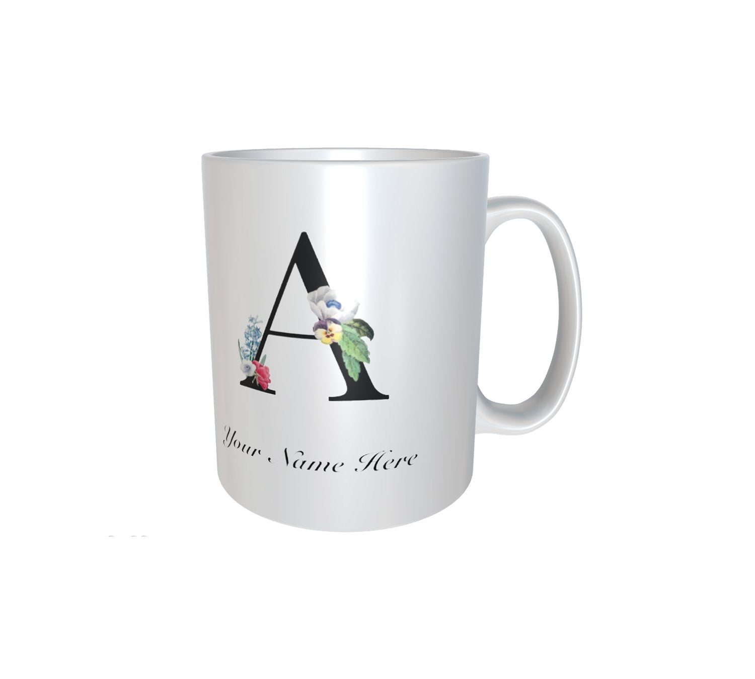 Alphabet Floral White Mug