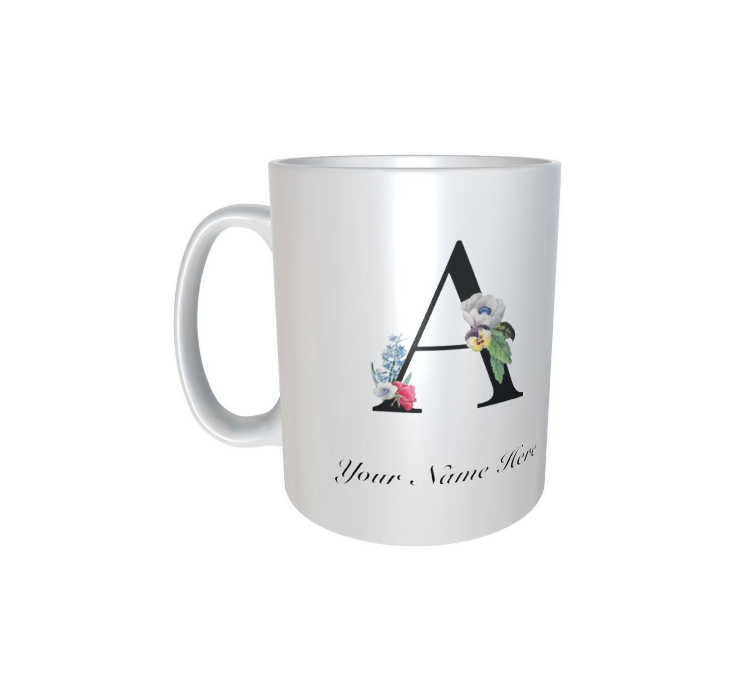 Alphabet Floral White Mug