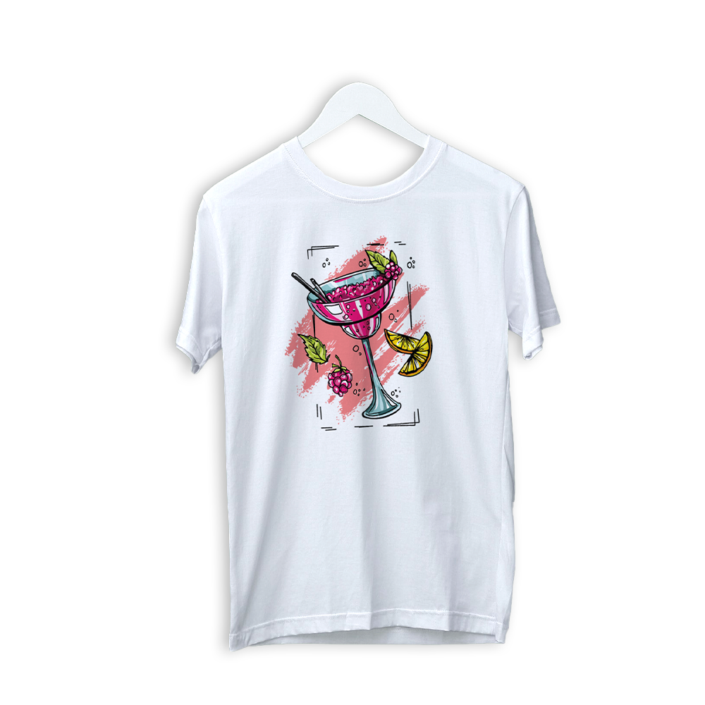 Men's Round neck  "Cocktail Design" Printed Half sleeves T-shirt