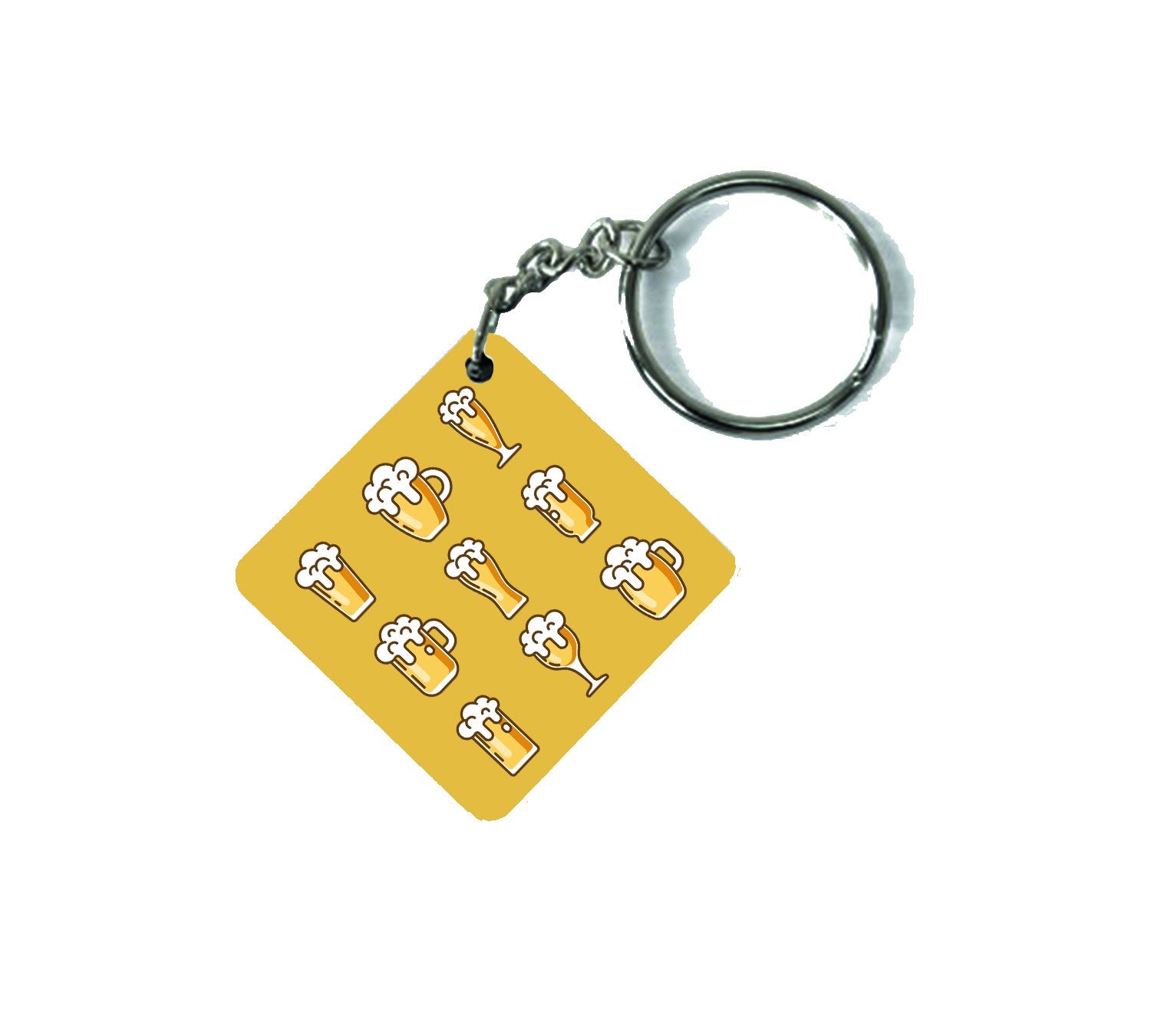 Beer Mugs Design MDF Keychain
