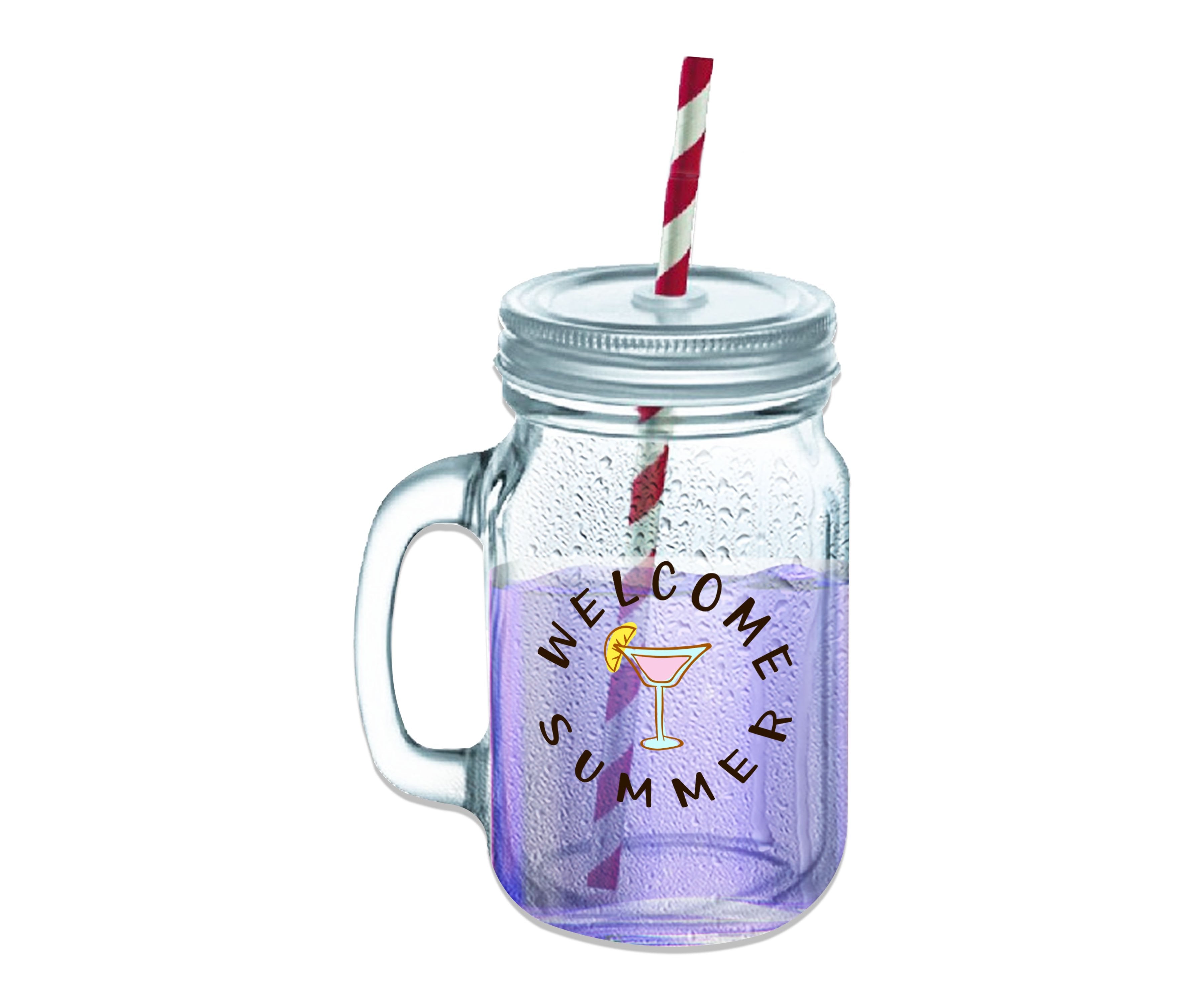 Welcome Summer Clear Glass Mason Jar