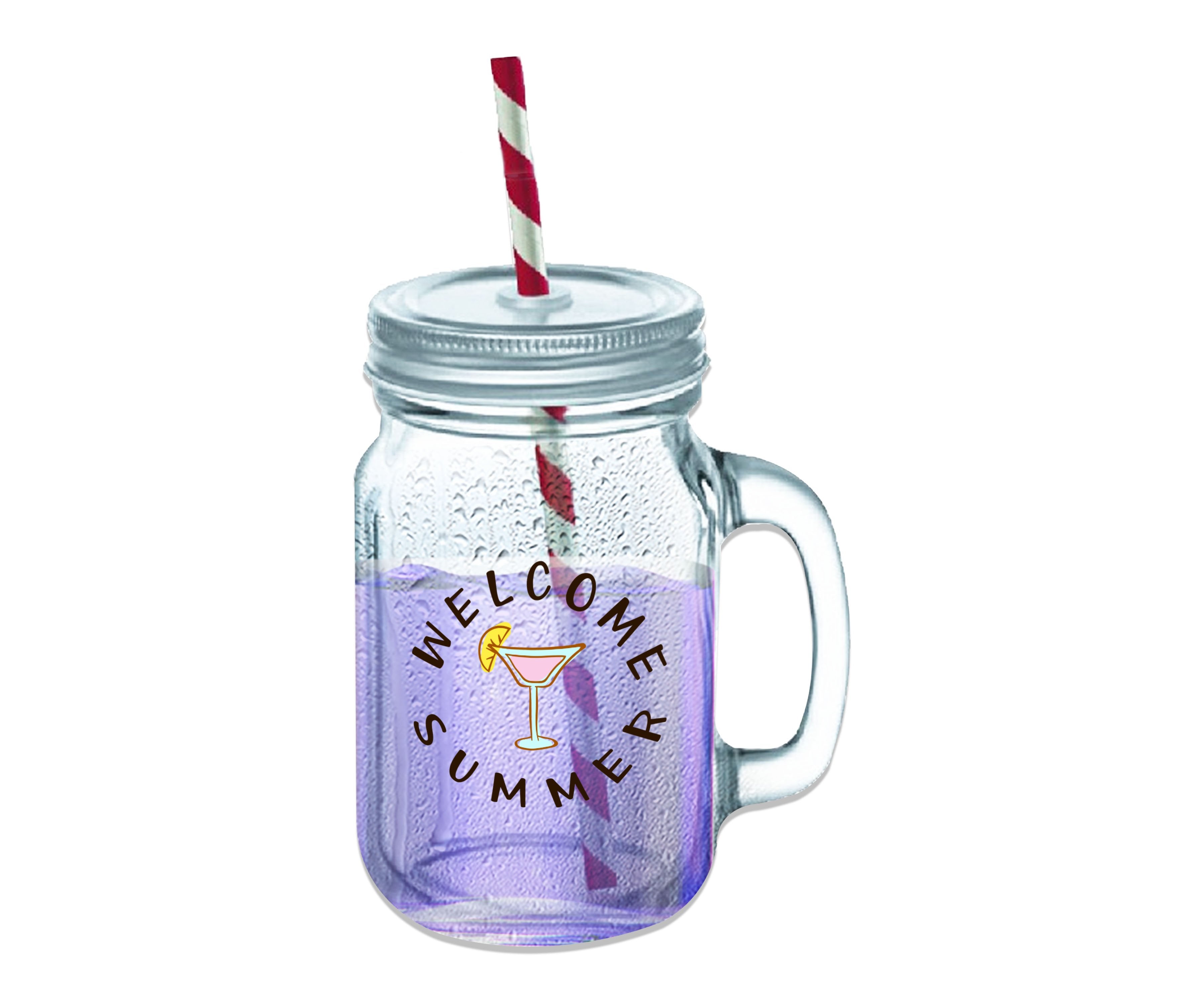 Welcome Summer Clear Glass Mason Jar