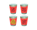 Set of 4 Coffee Love Shot Glass