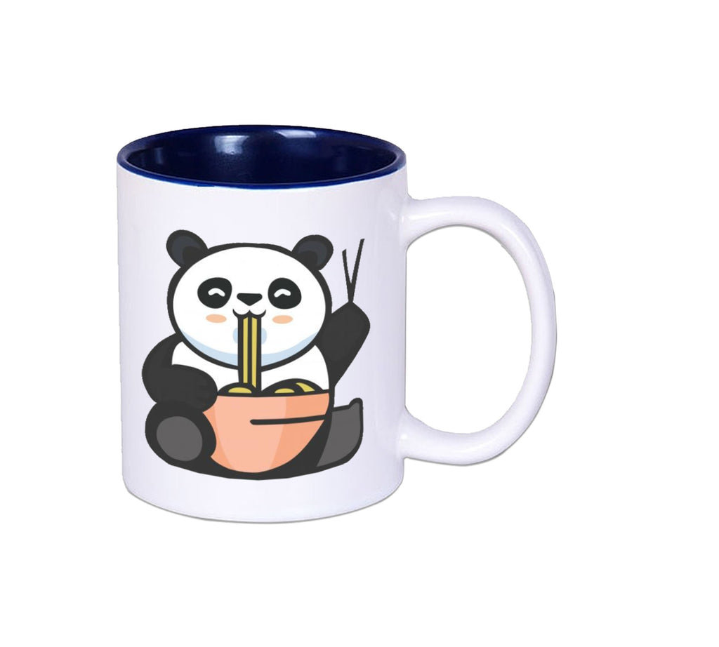 Cute Eating Panda Inside Color Blue Mug