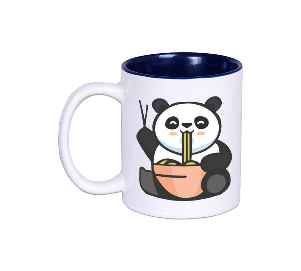 Cute Eating Panda Inside Color Blue Mug