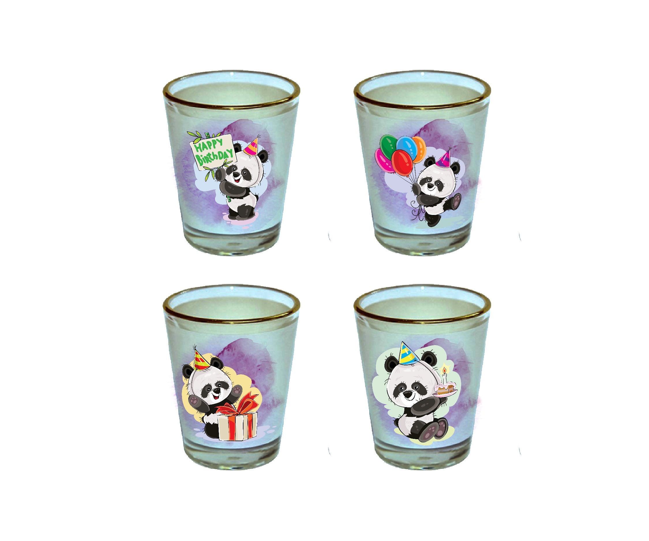 Set of 4 Cute Panda Shot Glass