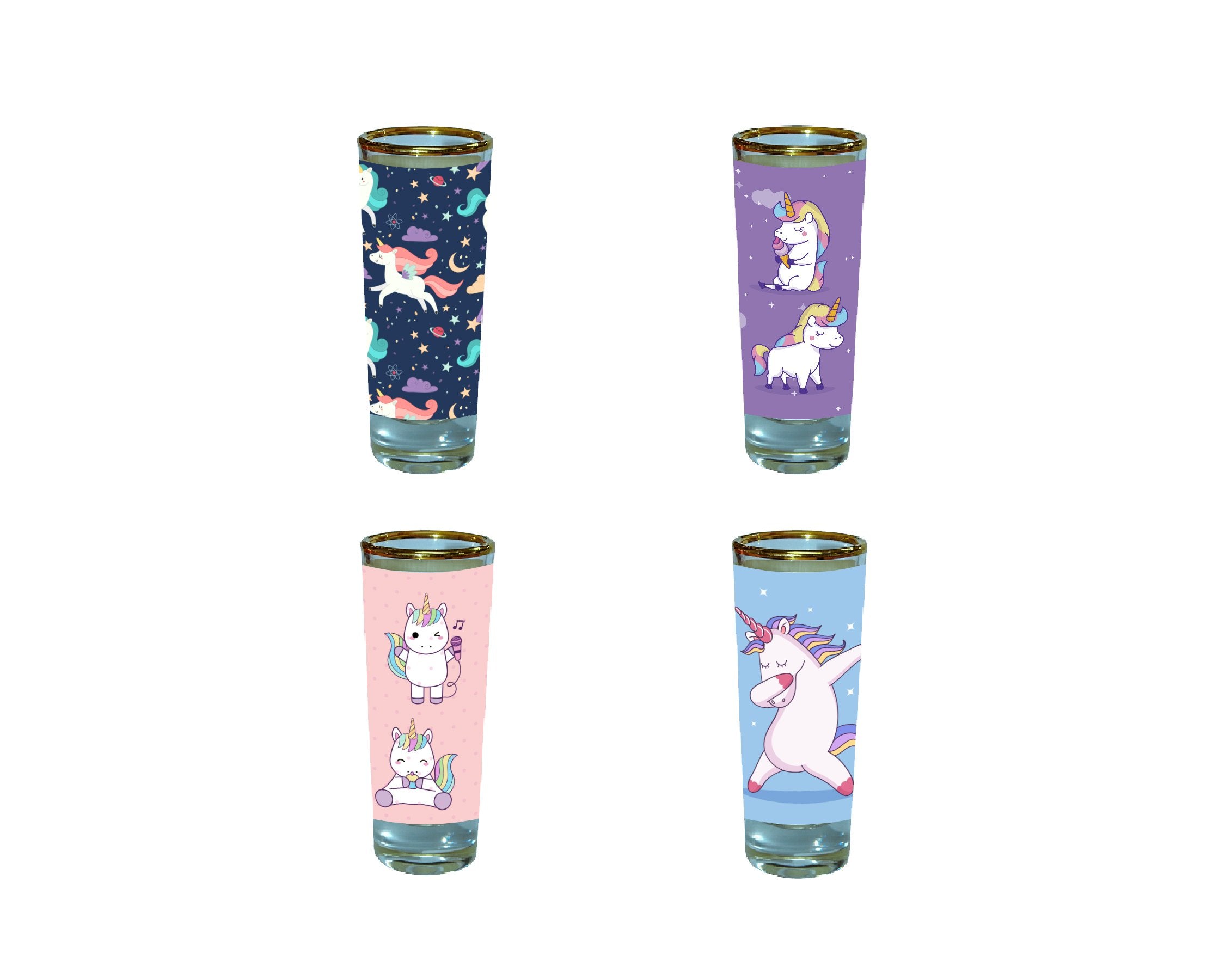 Set of 4 Cute Unicorn Shot Glass