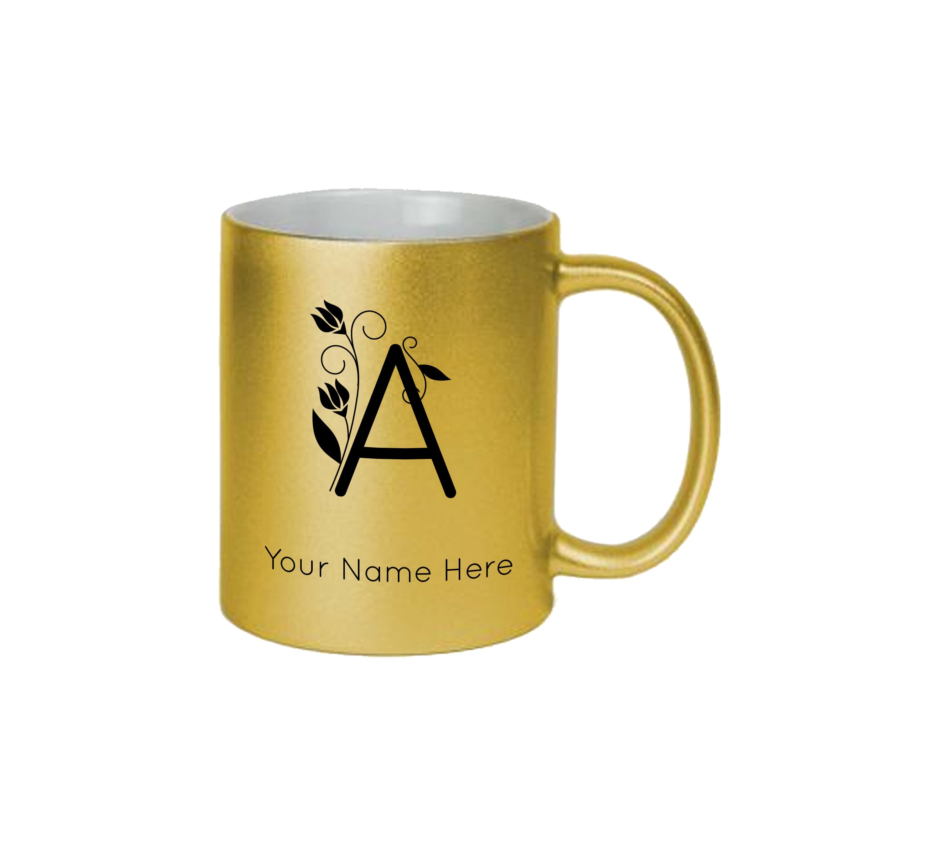 Elegant font Golden Mug