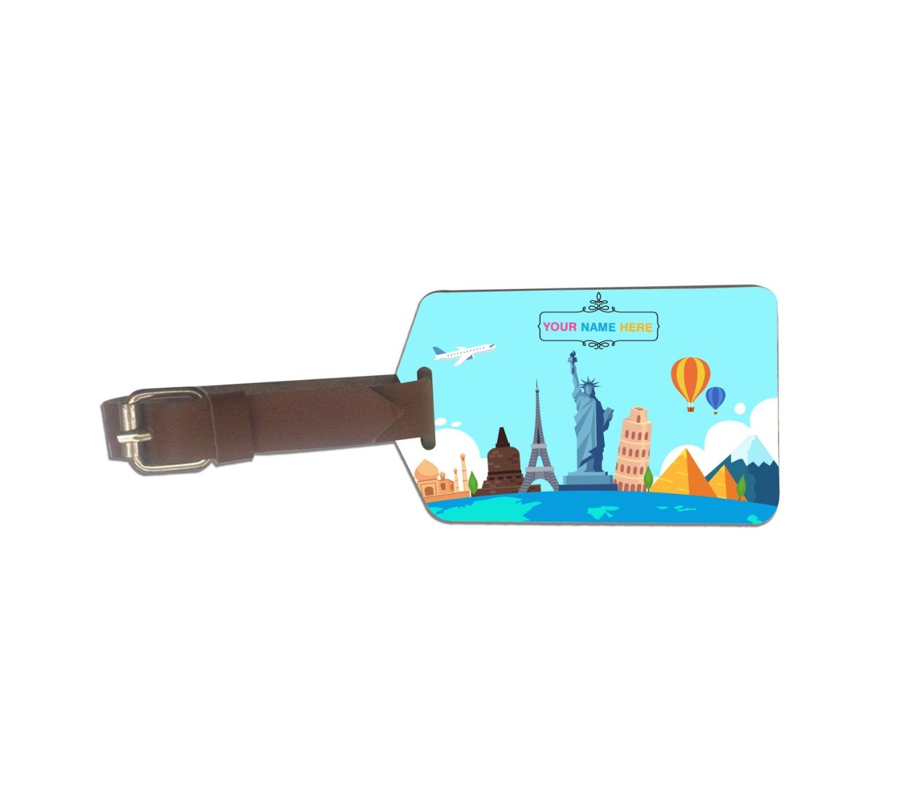 Explore World MDF Luggage Tag With Leatherette Strap
