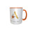 Floral Alphabet Color Handle Orange Mug