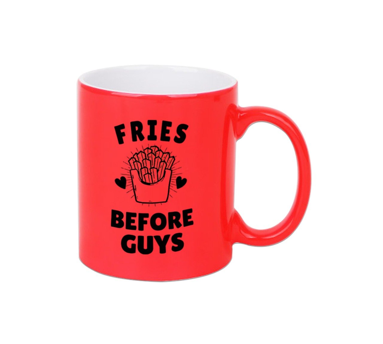 Fries Before Guys Neon Orange Mug 