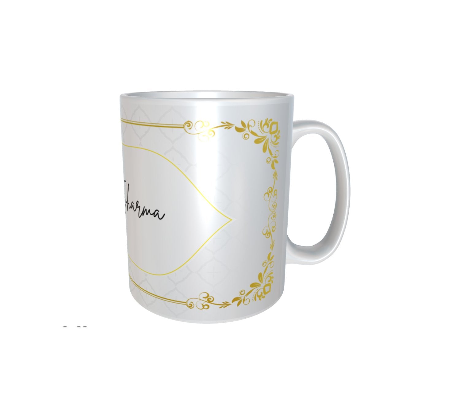 Golden Border art Name White Mug