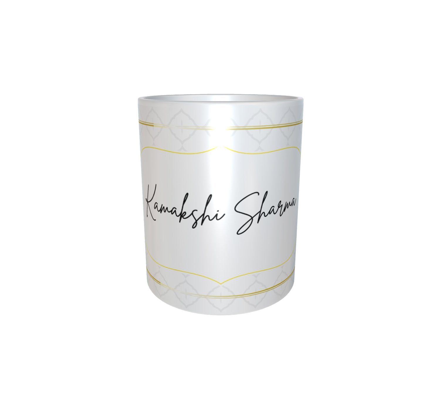Golden Border art Name White Mug