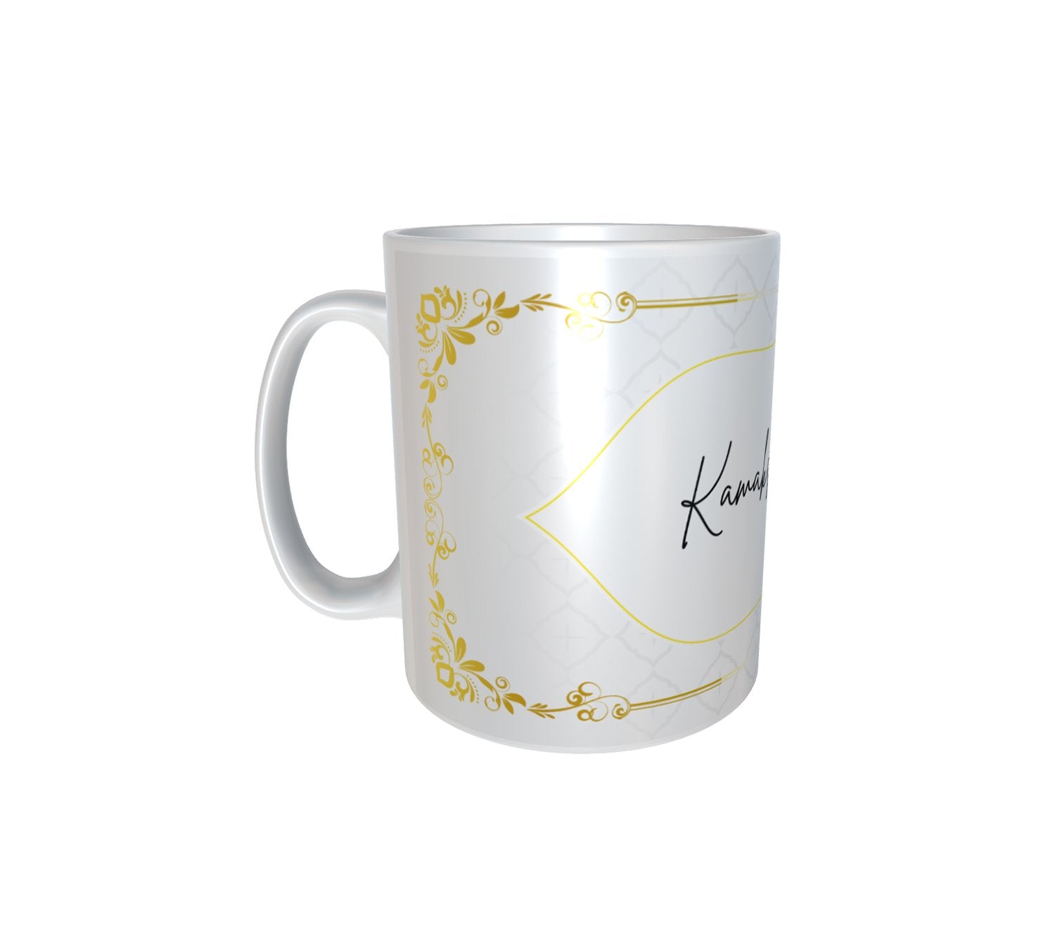 Golden Border art Name White Mug