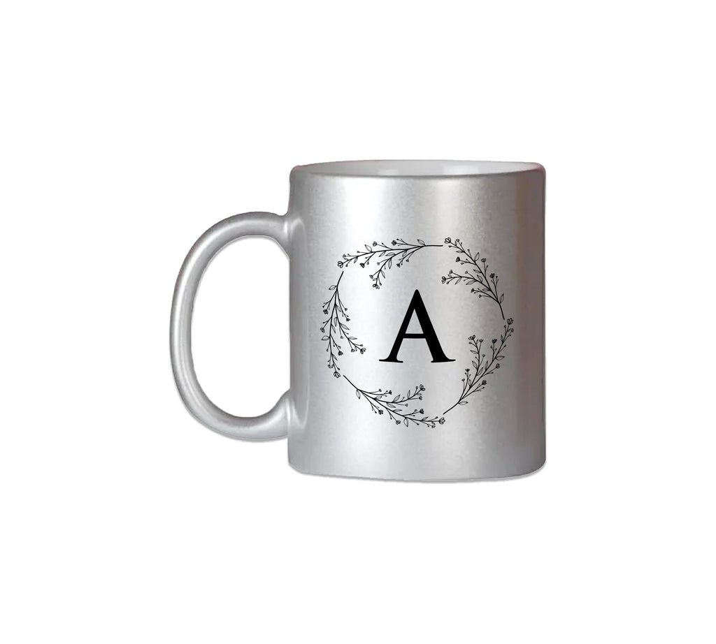 Petals Alphabet Silver Mug